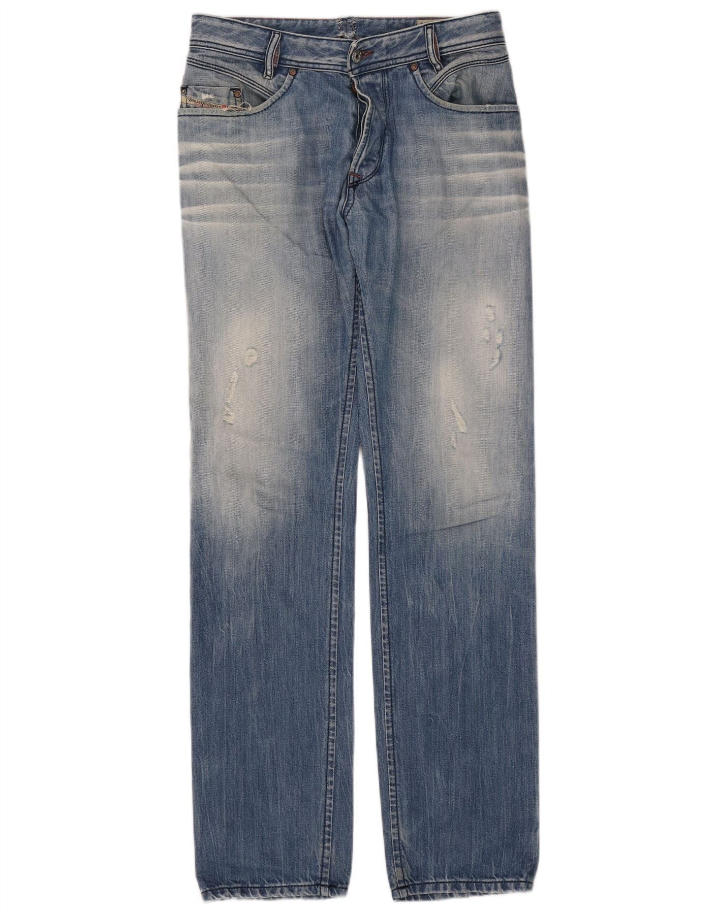 Diesel Mens Iakop Distressed Slim Jeans W33 L34 Blue Cotton Size US 33 - 1 Thumbnail