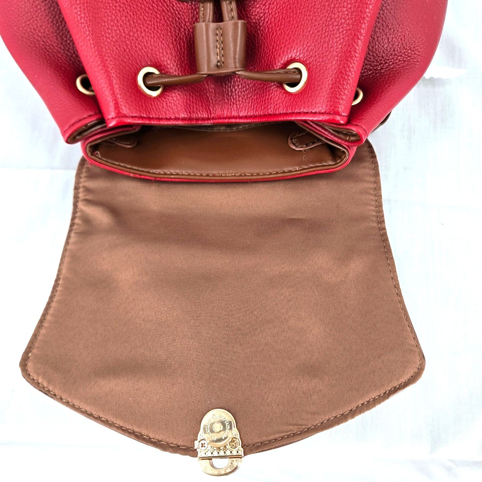 Walmart Time & Tru Gabriella Drawstring Backpack Persimmon/Chestnut Size ONE SIZE - 14 Thumbnail