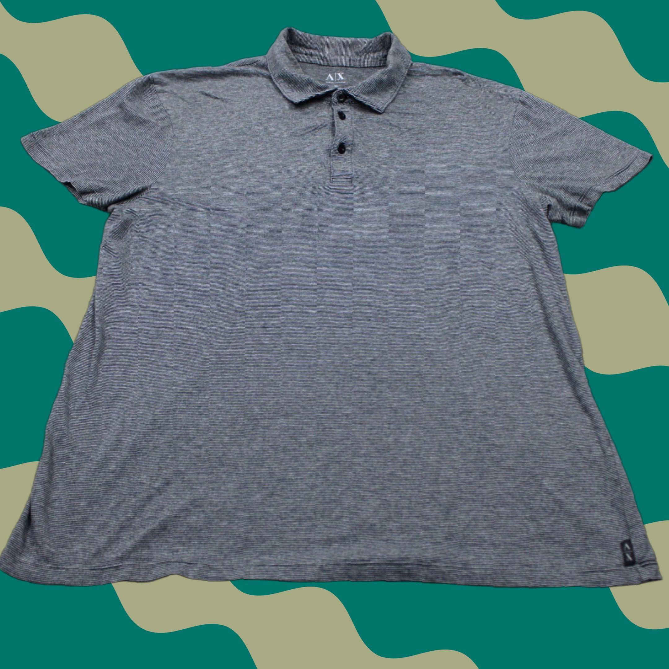 Armani Exchange Armani Exchange A/X Polo Shirt Mens XL Gray/Black Striped Short Sleeve Pullover Size US XL / EU 56 / 4 - 1 Thumbnail