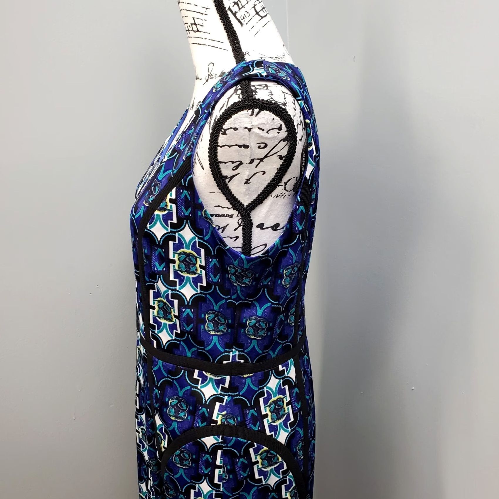 Andrew Marc Andrew Marc Sheath Dress Women Size 10 Multicolor Geometric Black Trimming Midi Sleeveless Scoop Neck Size L / US 10 / IT 46 - 5 Thumbnail