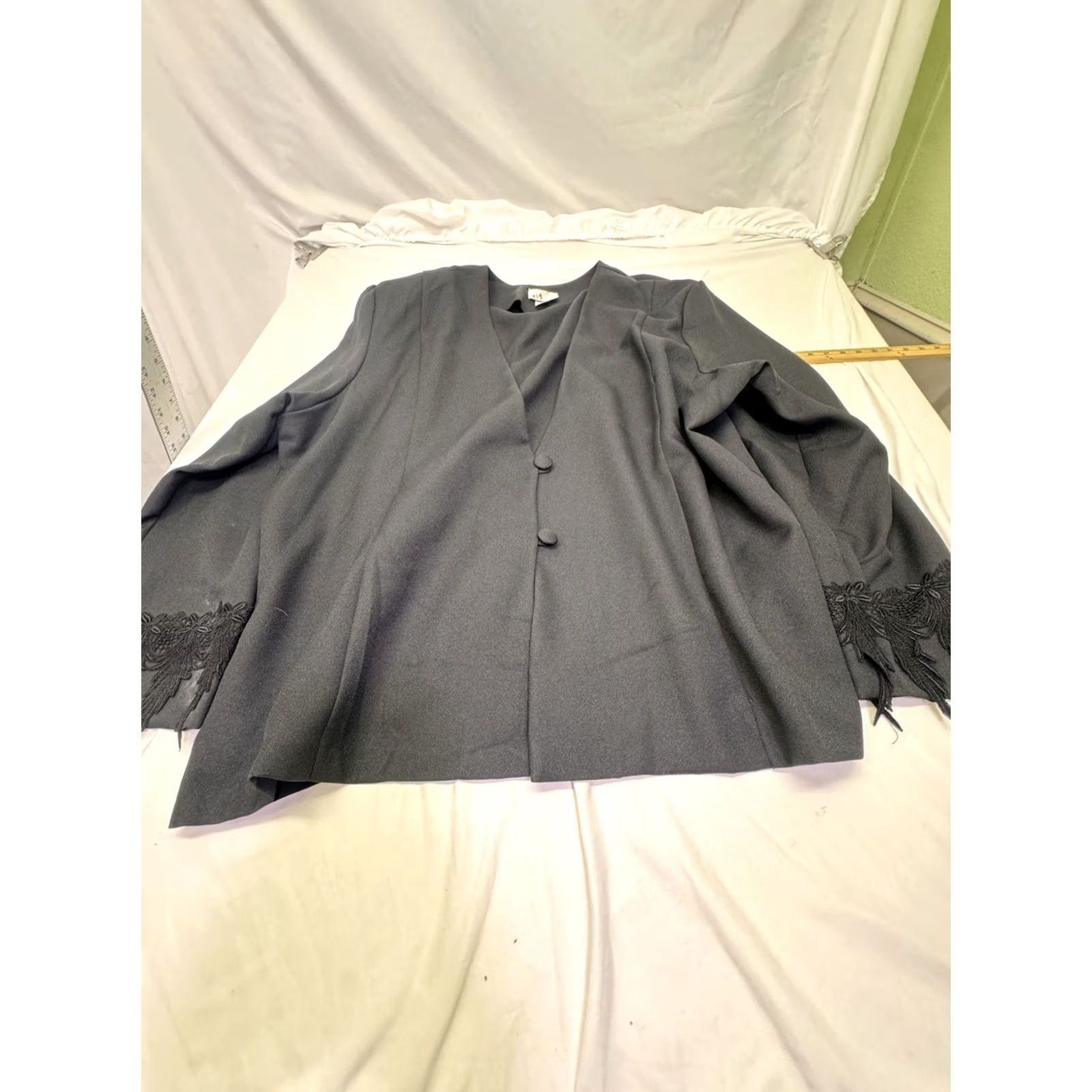 Vintage Black Gothic Lace Button Plus Size Blazer Womens Size XXL / US 16-18 / IT 52-54 - 2 Thumbnail