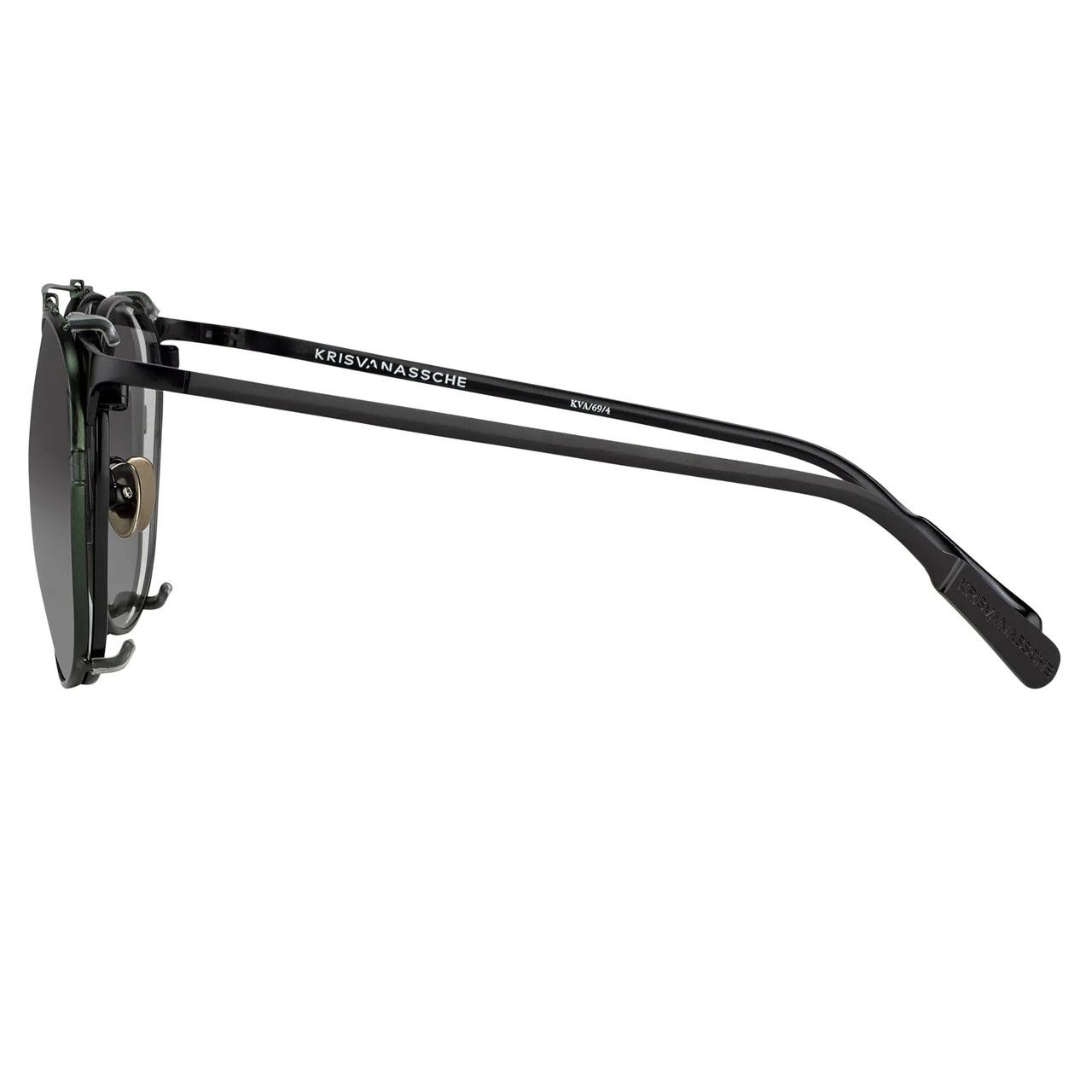 Dior Kris Van Assche Sunglasses Round Shiny Black and Green Size ONE SIZE - 4 Thumbnail