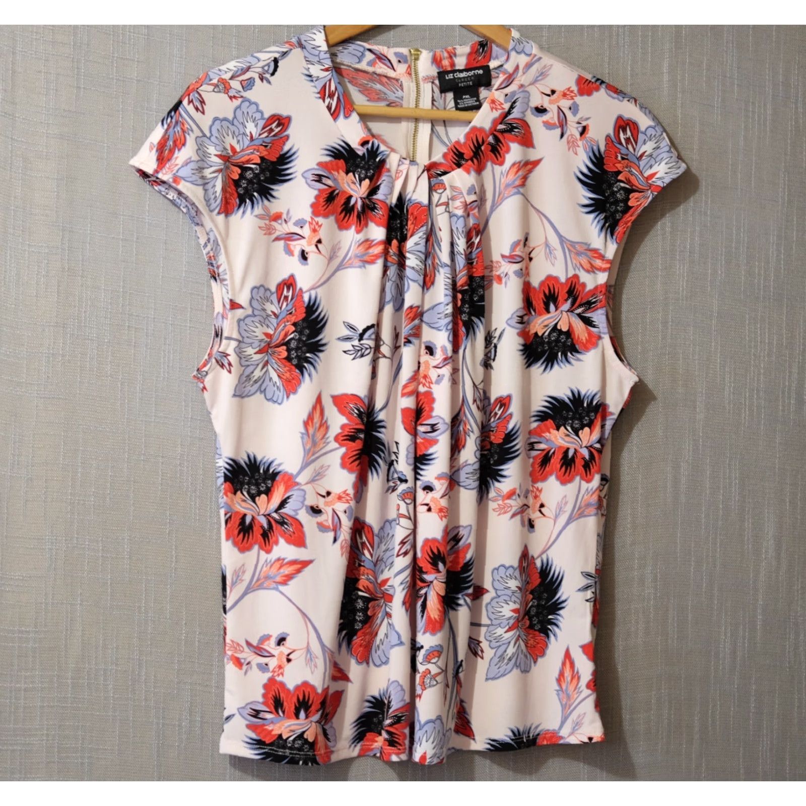 Liz Claiborne Liz Claiborne Career Top Floral Pleated Pink Stretch Womens PXL Sleeveless Shirt Blouse Multicolor Regular Back to Work Womens Size XL / US 12-14 / IT 48-50 - 2 Thumbnail
