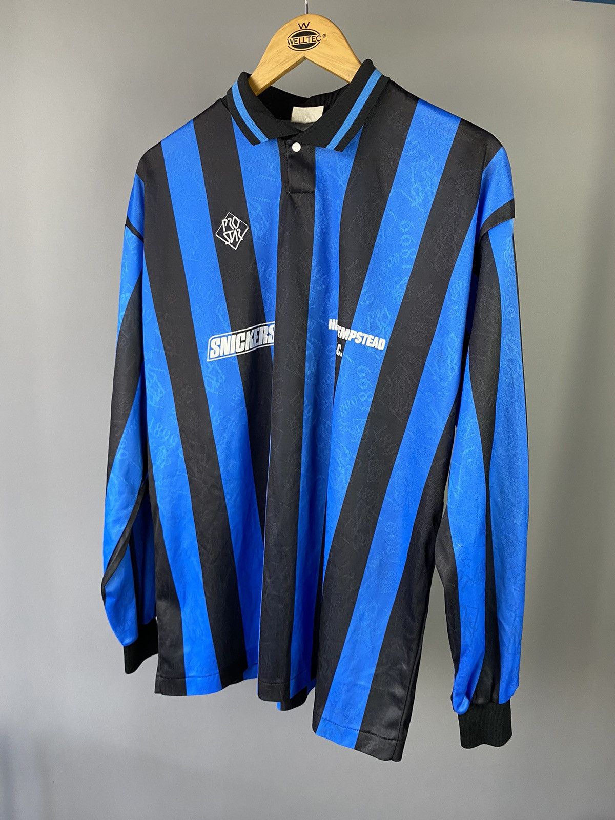 Vintage Vintage Black & Blue Striped Football Jersey Snickers logo Size US L / EU 52-54 / 3 - 1 Thumbnail