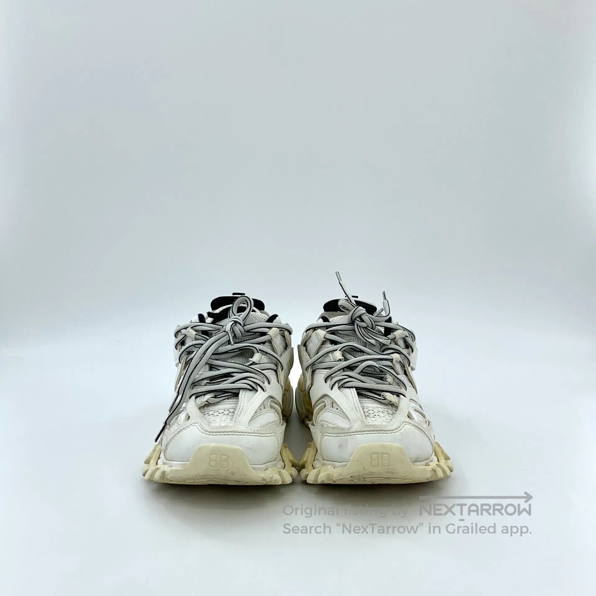 Balenciaga Balenciaga White fabric lace-up casual flat sneakers| Size US 5 / EU 37 - 3 Thumbnail