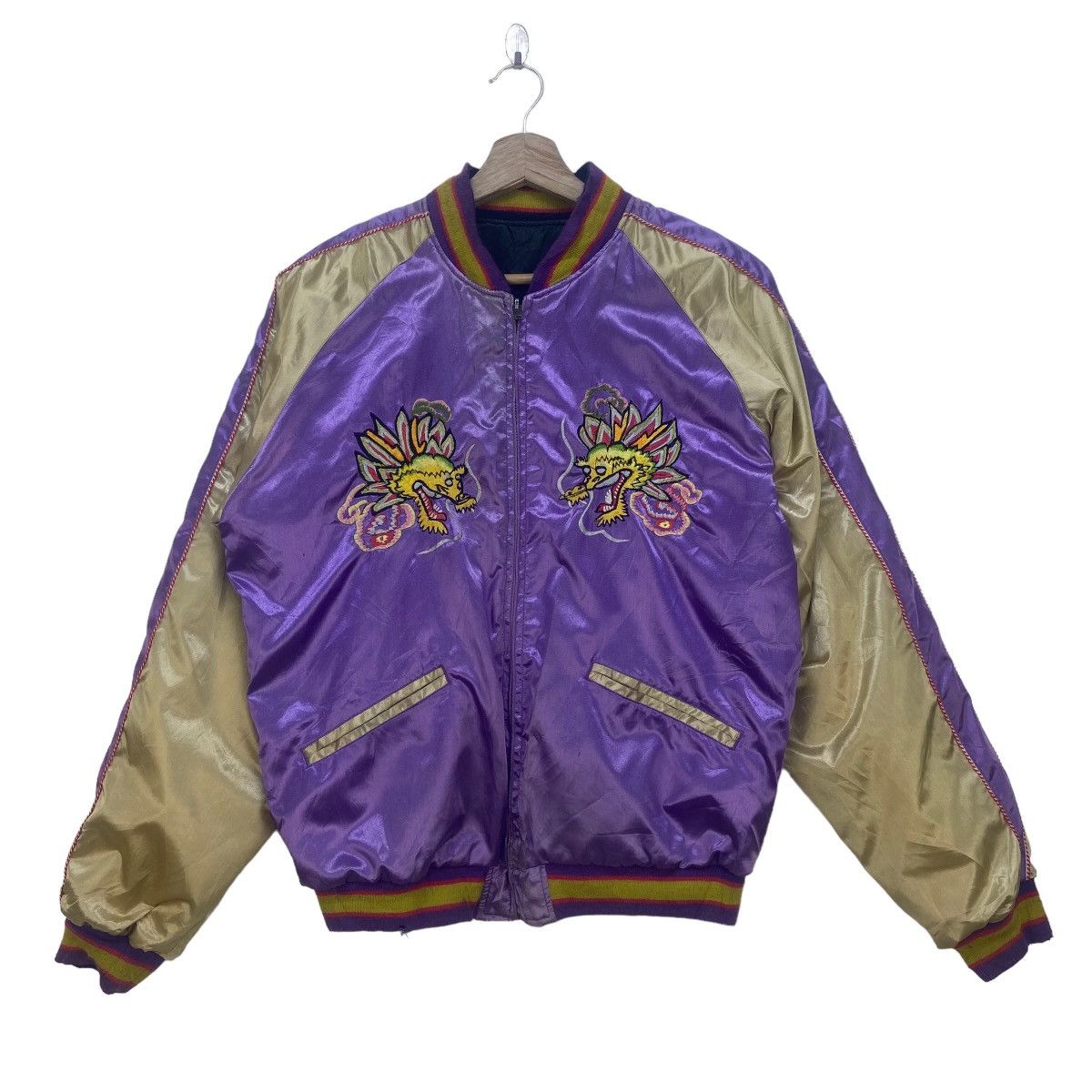 Japanese Brand Vintage 70s Sukajan Dragon Tiger Motorcycle Gang Size US S / EU 44-46 / 1 - 3 Thumbnail