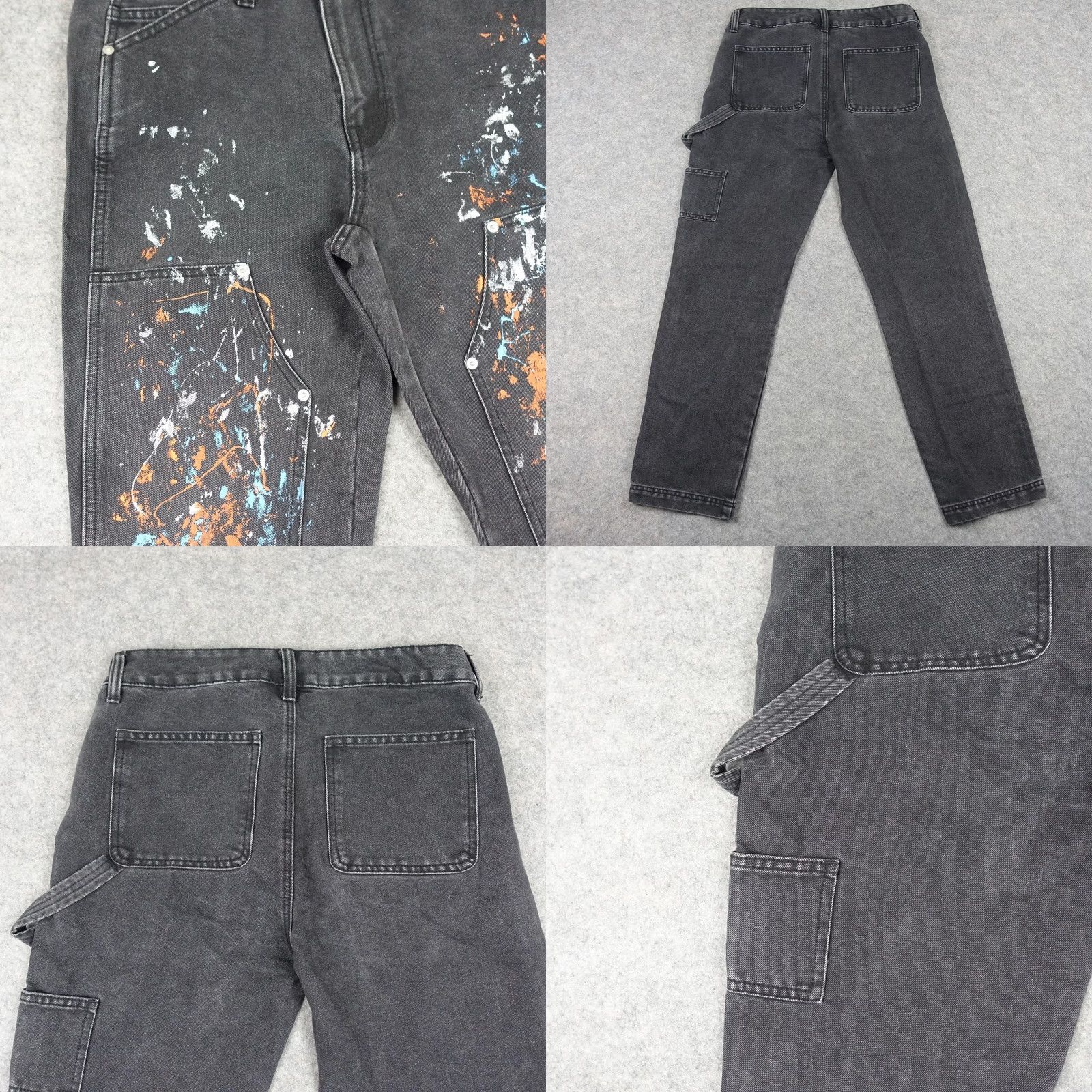Vintage VINTAGE No Boundaries Jeans Mens 30x27 Gray Charcoal Paint Splatter Relaxed Carpenter Shirt Jeans Pants Mens Beige Black White Gray 90s Size US 30 / EU 46 - 8 Thumbnail