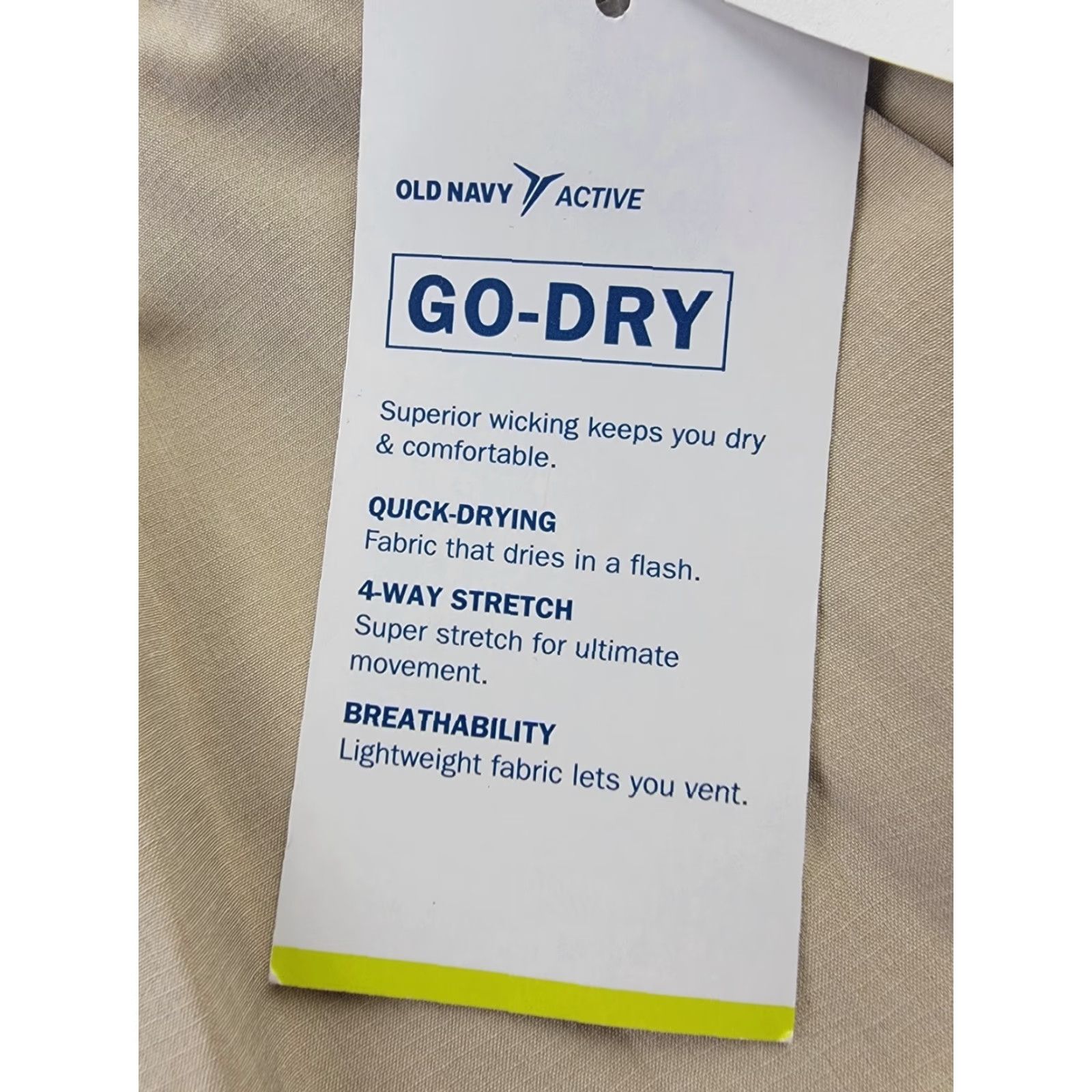 Old Navy Old Navy Go Dry Pants Mens 3XL Light Beige Quick Dry Stretch Drawstring Waist Jogger Pants Mens Reg 3XL Beige Boys? Size US 39 - 7 Thumbnail