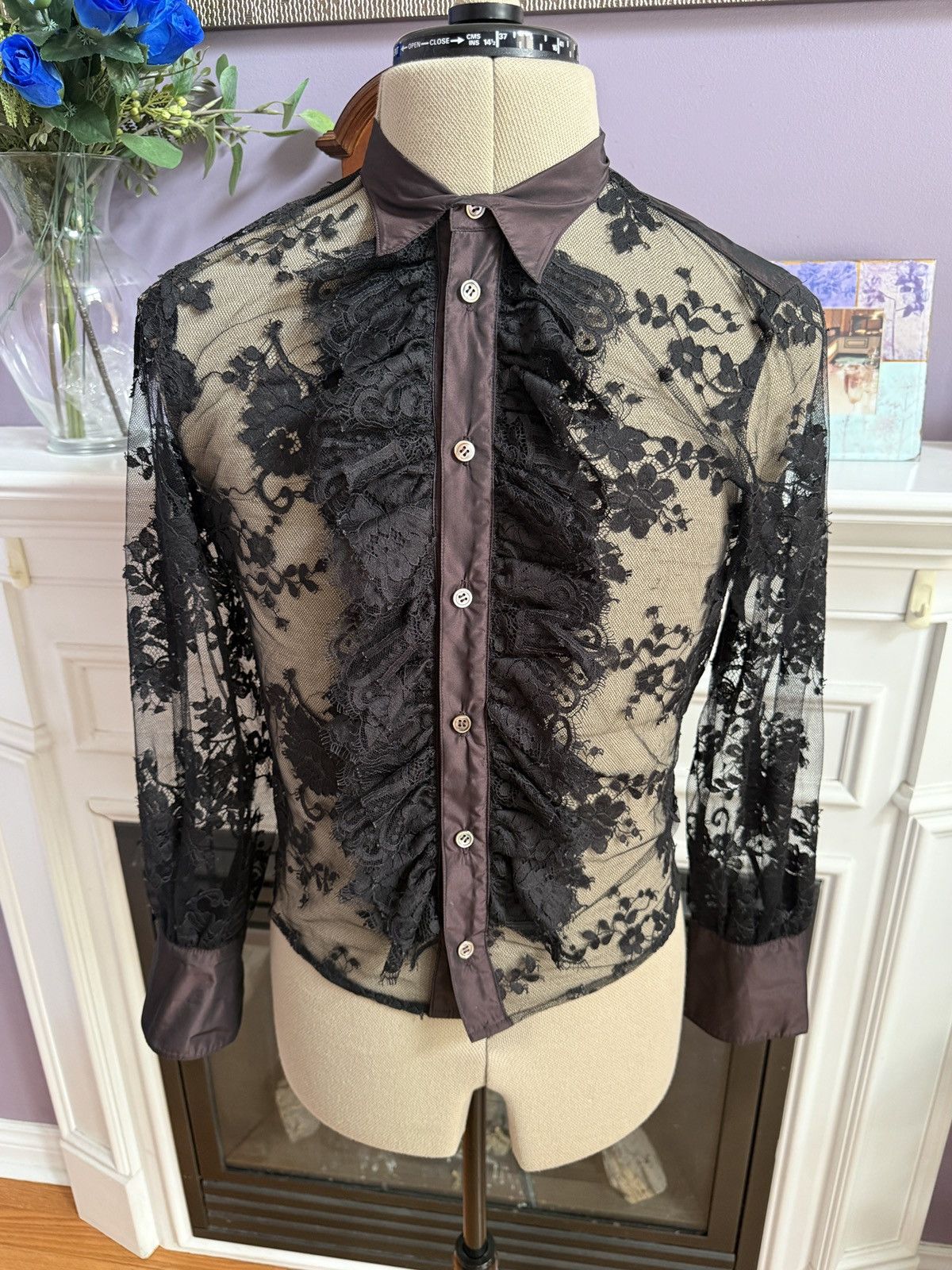 Share Spirit Homme Share Sprit Ruffled Floral Dress Shirt / Button up Shirt hyd Size US S / EU 44-46 / 1 - 5 Thumbnail