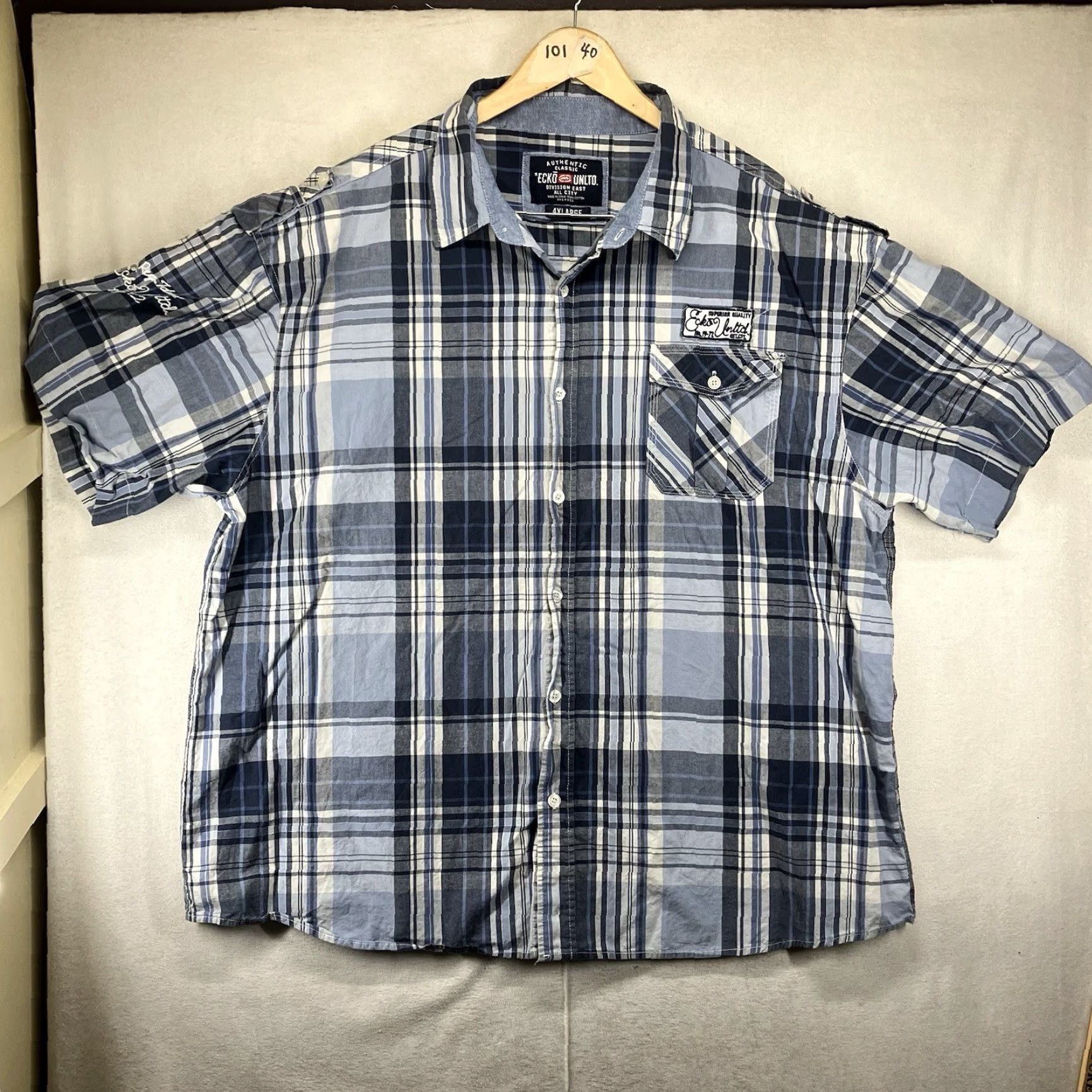 Ecko Unltd. VINTAGE Ecko Unltd Button Up Shirt Men’s 4XL Plaid Pocket Logo Casual Streetwear Lightweight Blue 90s Mens Size US XXL / EU 58 / 5 - 2 Thumbnail