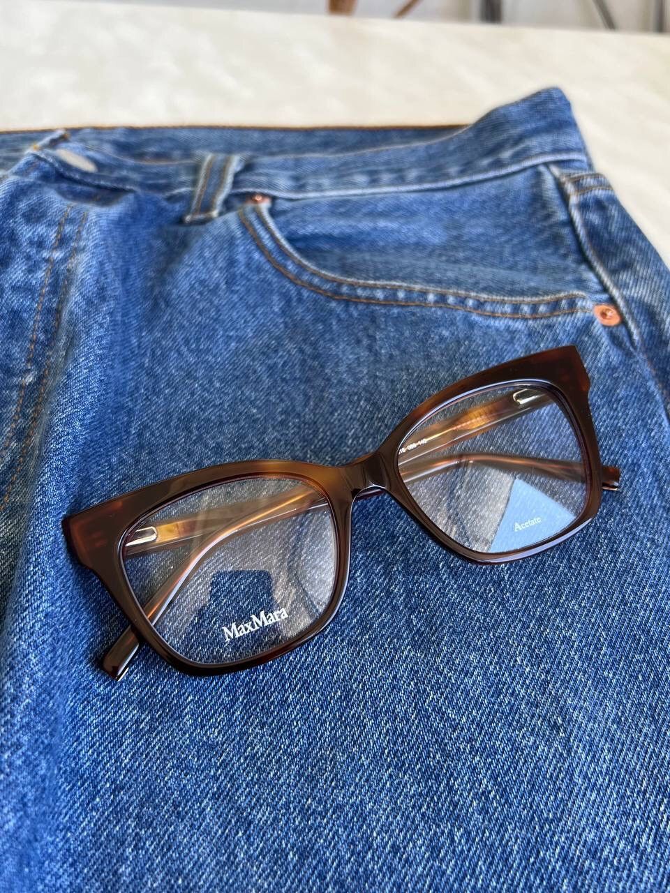 Designer × Vintage Max Mara '00s Double Logo Square Brown Frame Glasses Eyewear Size ONE SIZE - 1 Thumbnail