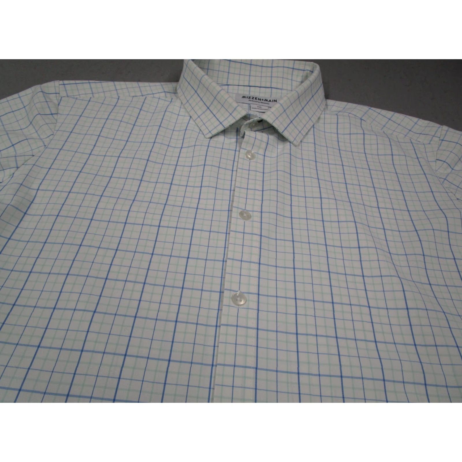 Mizzen+Main Mizzen+Main Shirt Mens 2XL Blue Check Trim Fit Button Up Performance Work Shirt Size US XXL / EU 58 / 5 - 2 Thumbnail