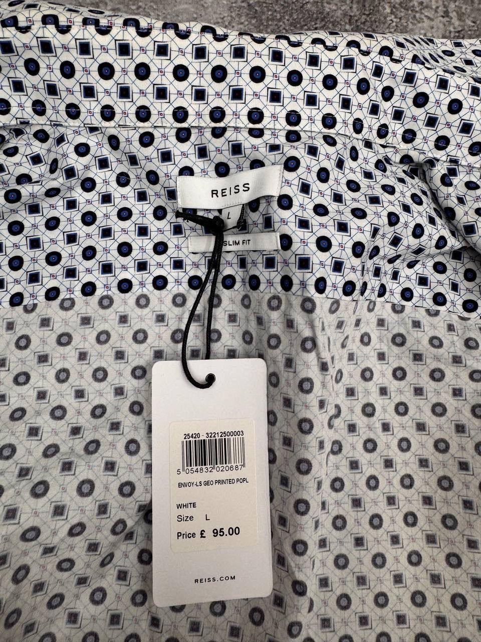 Reiss Reiss Men NWT Shirt Slim Fit Pattern White Size L Size US L / EU 52-54 / 3 - 4 Thumbnail