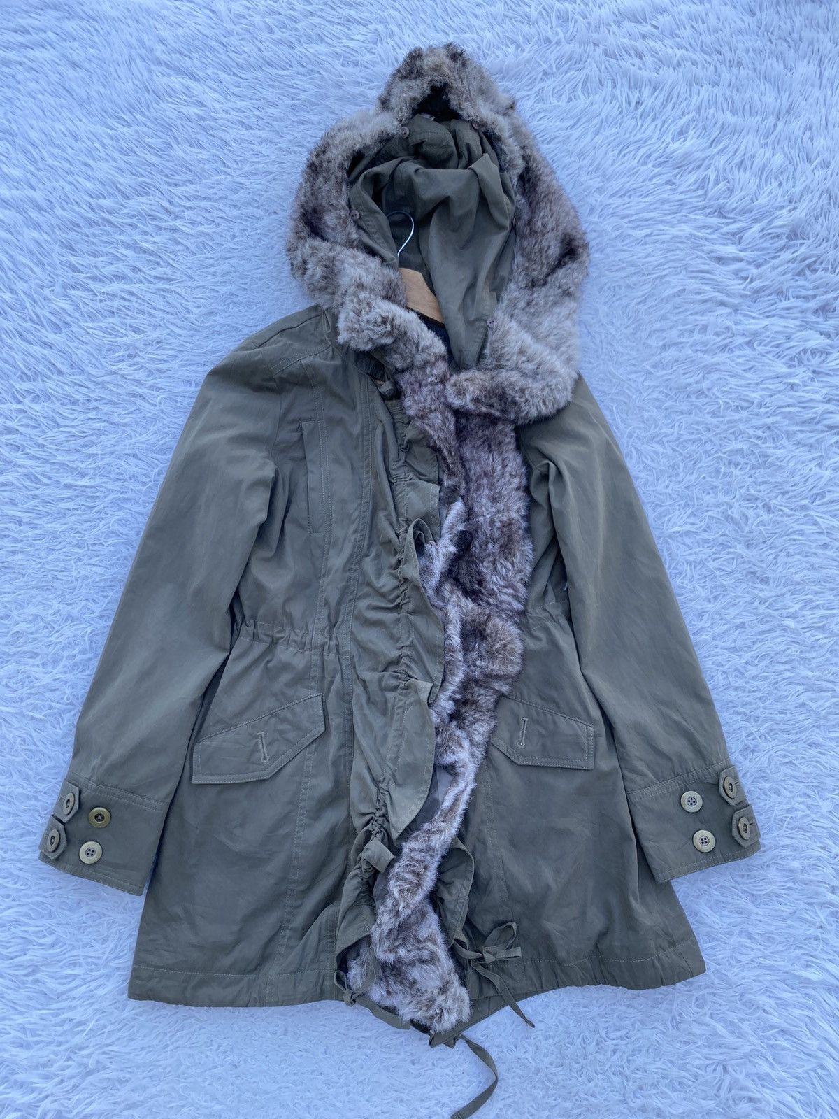 Tornado Mart Rare Femme Tornado Mart Faux Fur Frill Hooded Coat Jacket Size S / US 4 / IT 40 - 6 Thumbnail