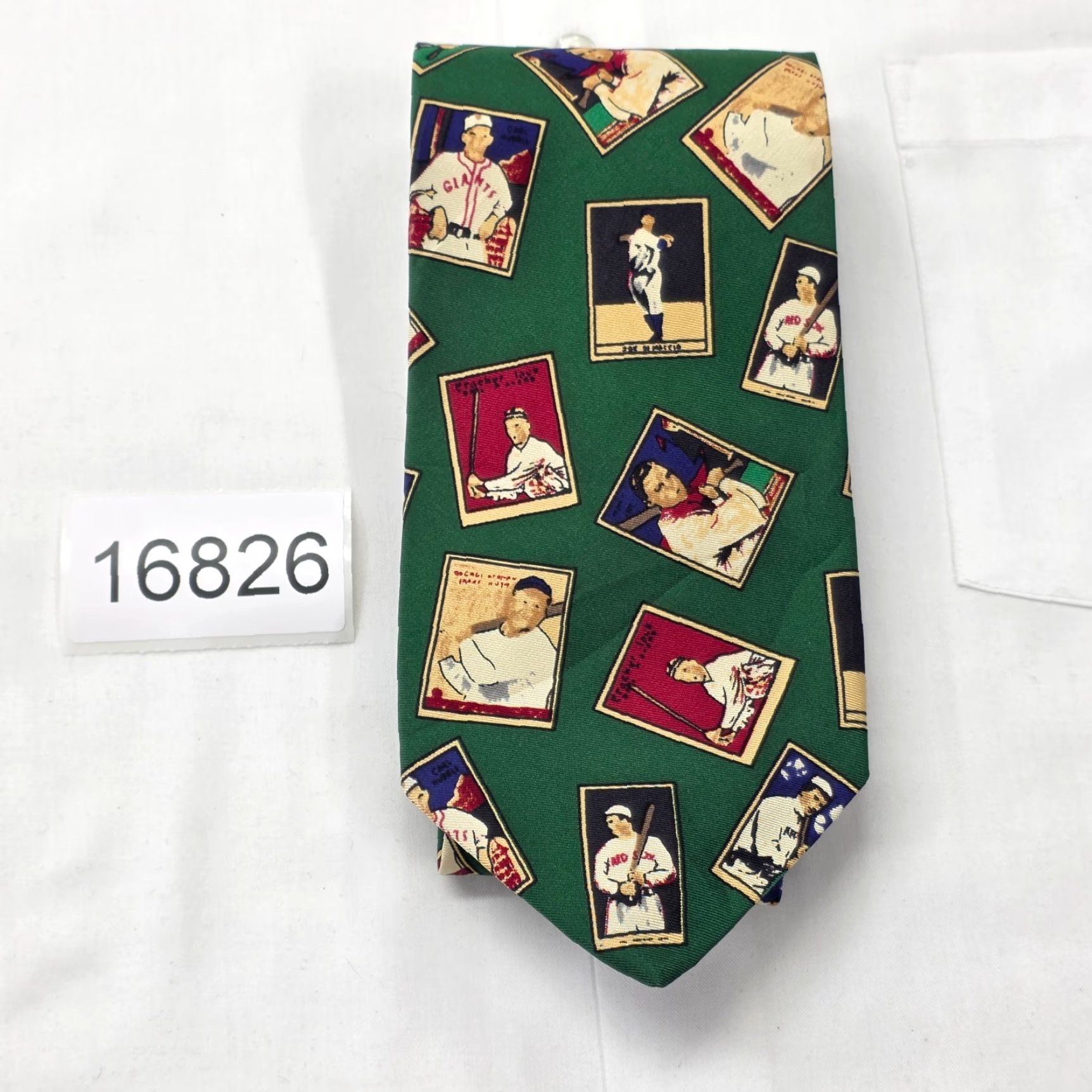 Robert Talbott VTG Robert Talbott Necktie Mens Green Baseball Theme 100% Silk tie Made In USA Size ONE SIZE - 7 Thumbnail
