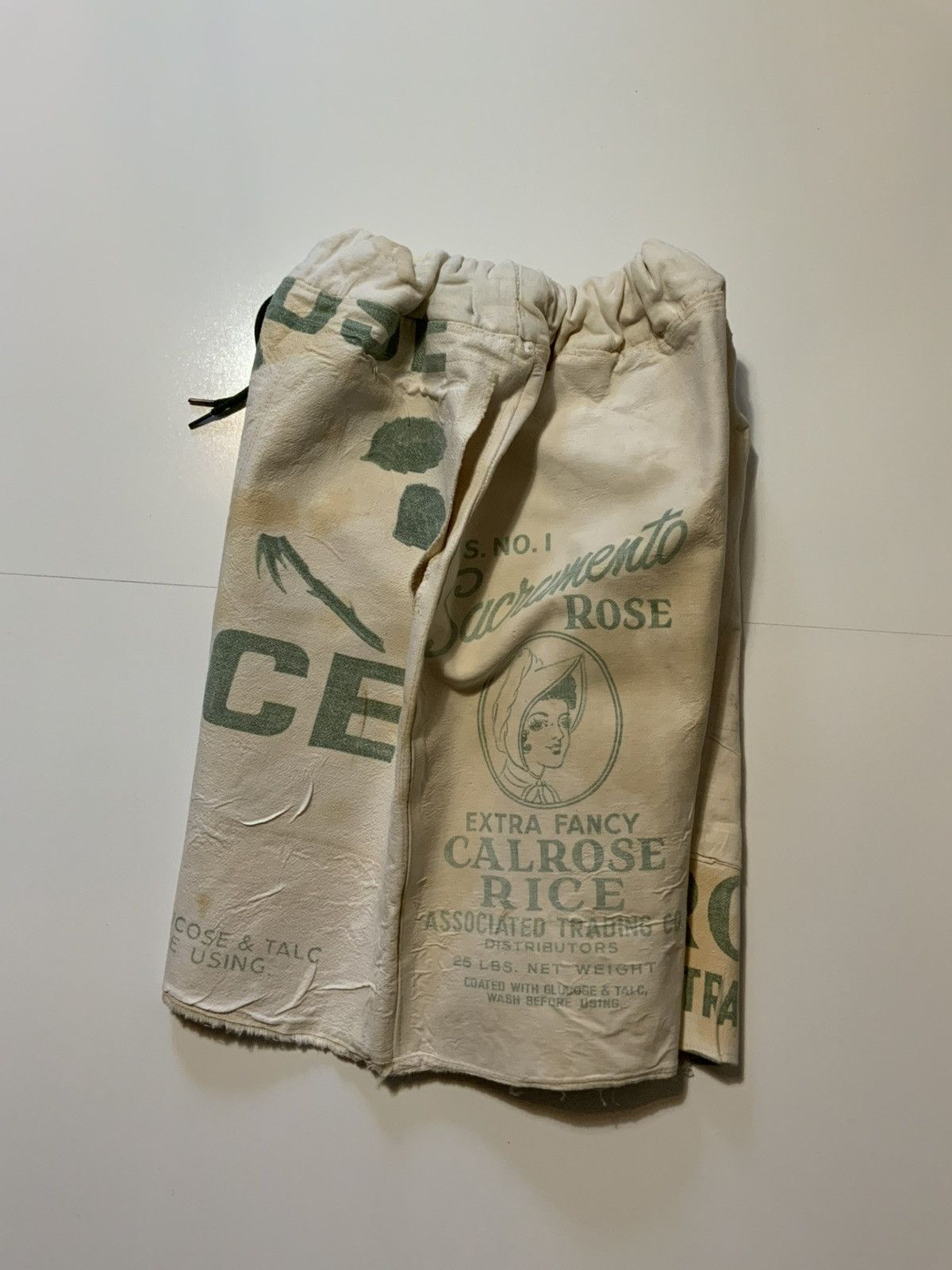 Vintage Cal Rose Rice Bag Canvas Cloth Dyed Patchwork Sack Shorts Size US 32 / EU 48 - 4 Thumbnail