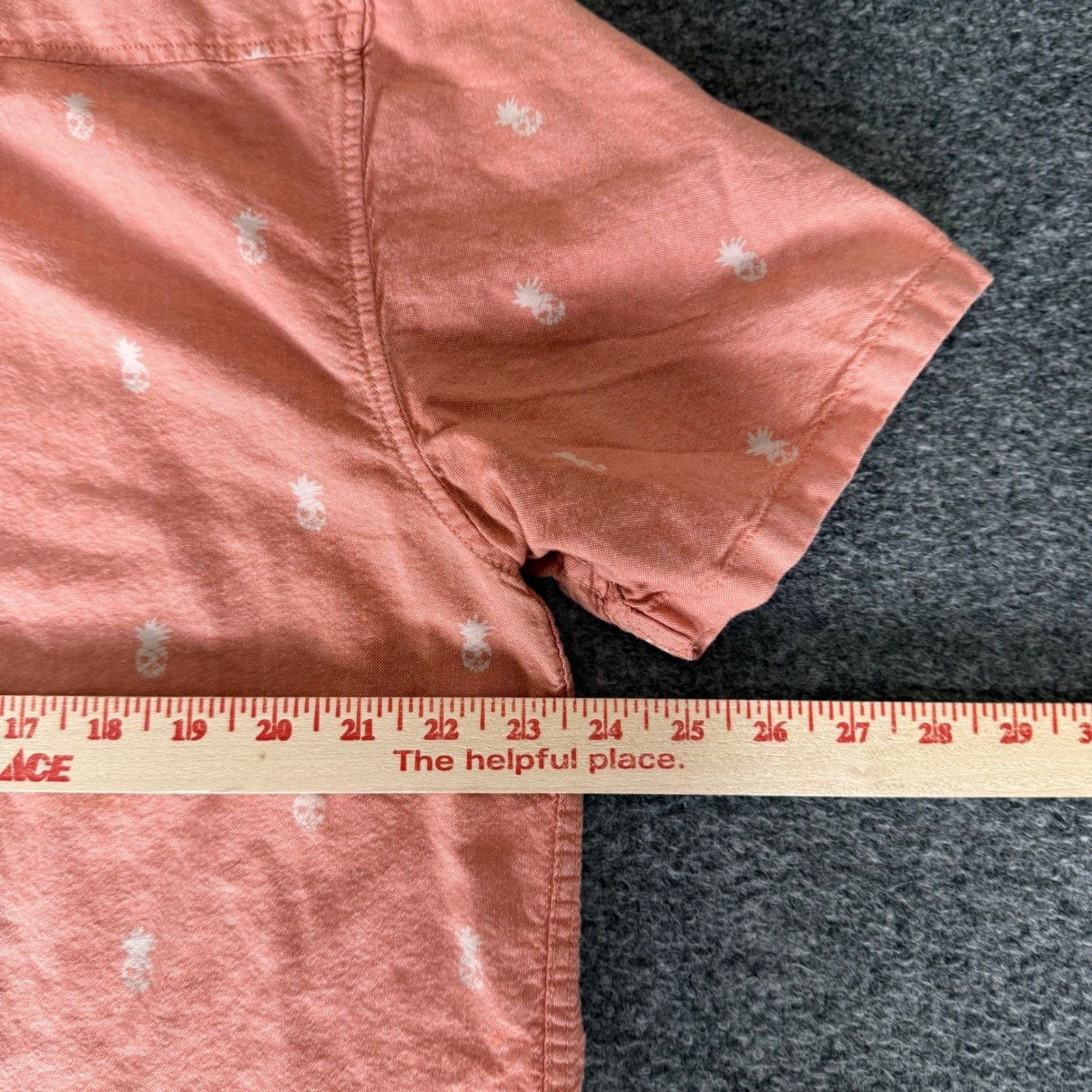 Vans Vans Mens Large Pineapple Skull Button Up Shirt Salmon Pink Size US L / EU 52-54 / 3 - 4 Thumbnail