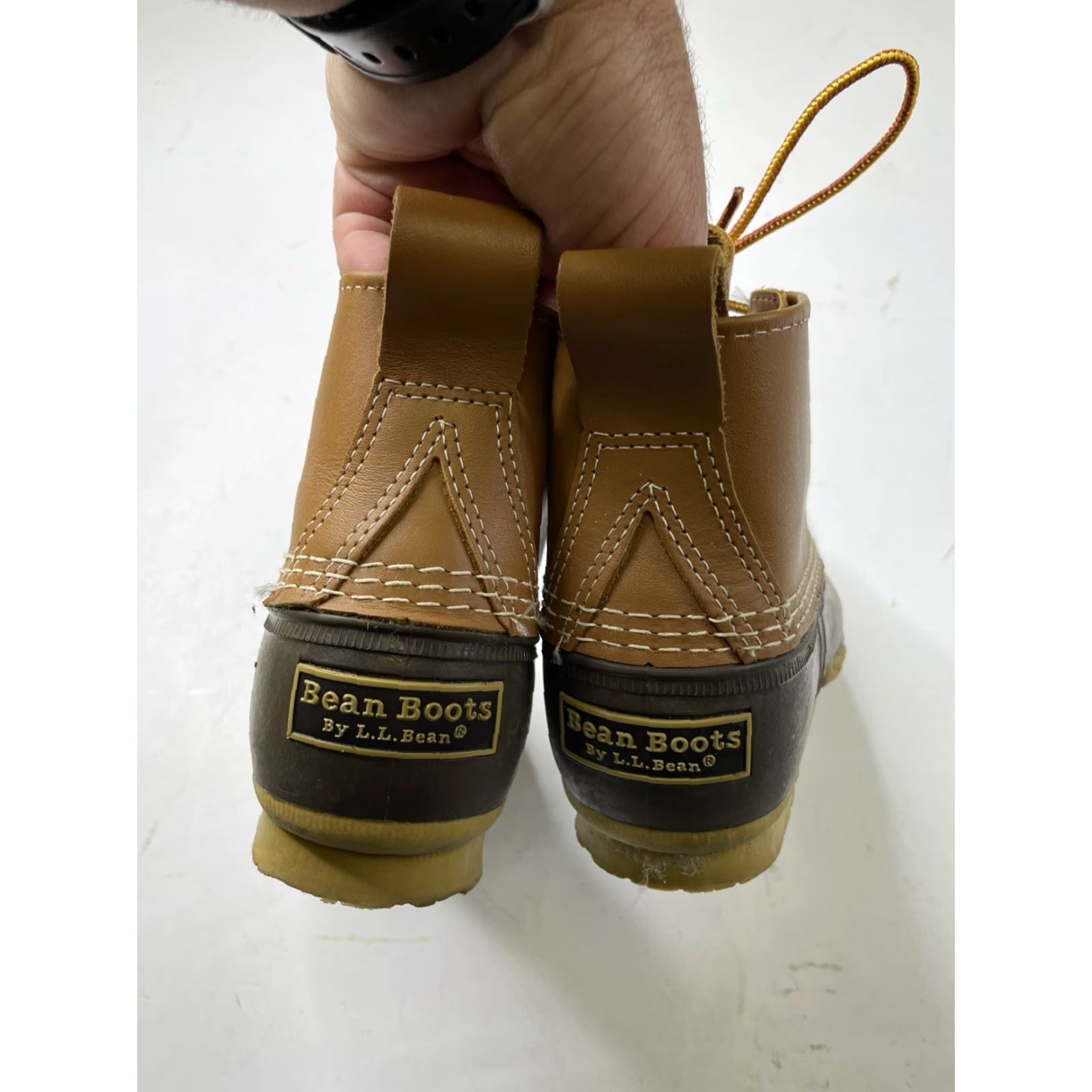 Vintage LL Bean Boots Women's Duck Boot 7M Brown Navy Waterproof Leather Rubber Casual Winter Fall Spring Summer Ankle Boots M Womens Size US 7 / IT 37 - 4 Thumbnail