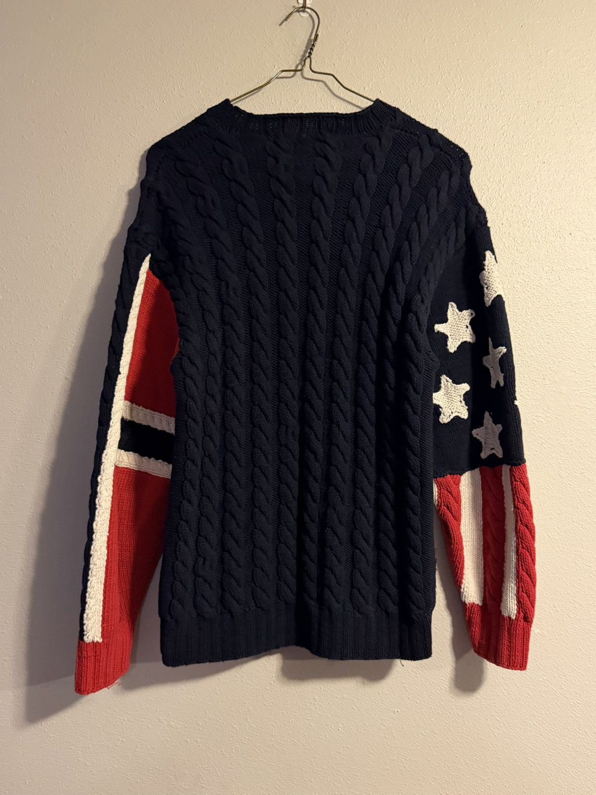Tommy Hilfiger 90s y2k tommy hilfiger usa & uk flag cable knit sweater L Size US L / EU 52-54 / 3 - 2 Thumbnail