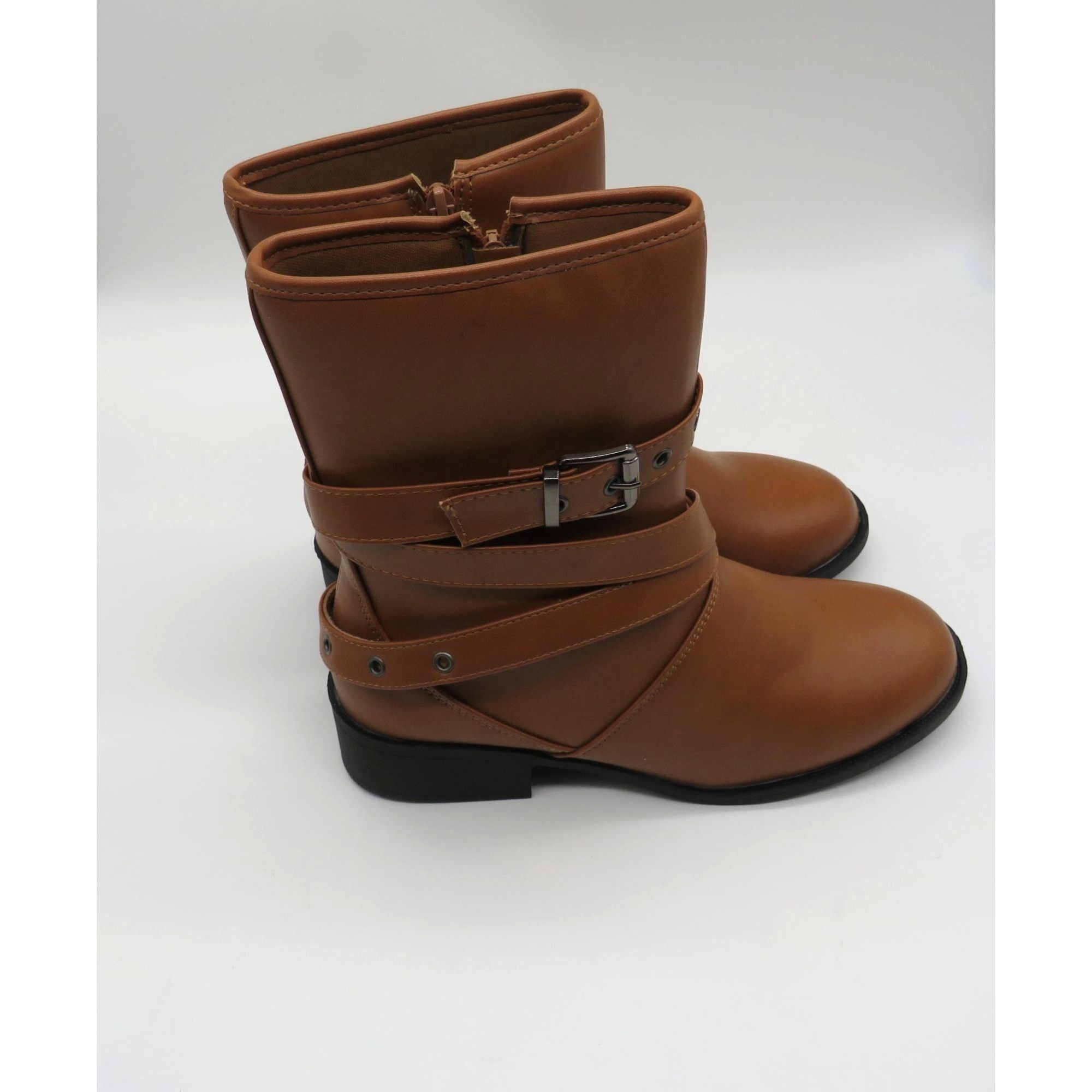 Other Yoki Womens Brown Faux Leather Buckled Mid-Calf Boots Size 9 Size US 9 / IT 39 - 3 Thumbnail