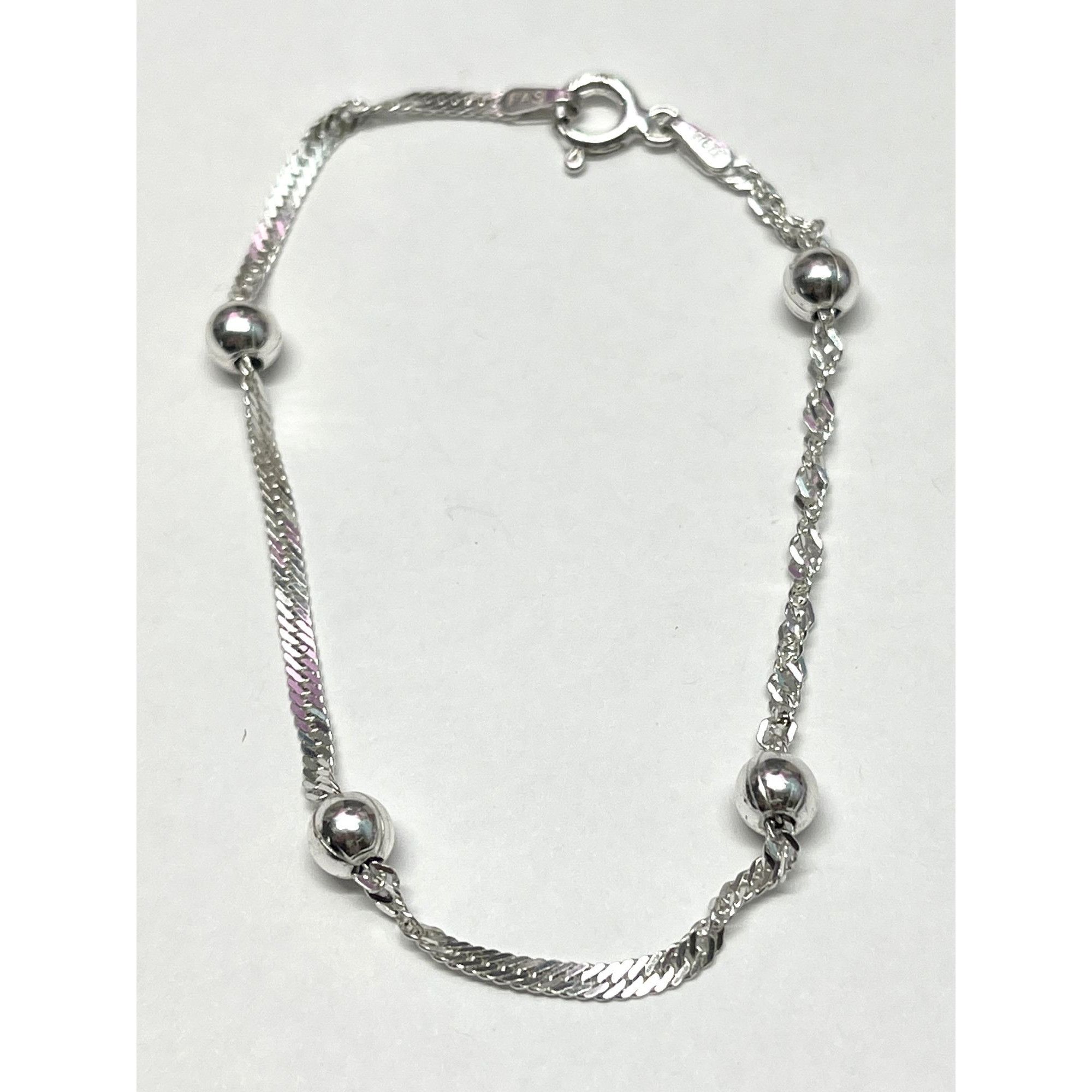 アクセサリー VINTAGE ITALIAN 925 SILVER BRACELET Vintage Italian Silver 925 Italy Chain Unisex Bracelet 8