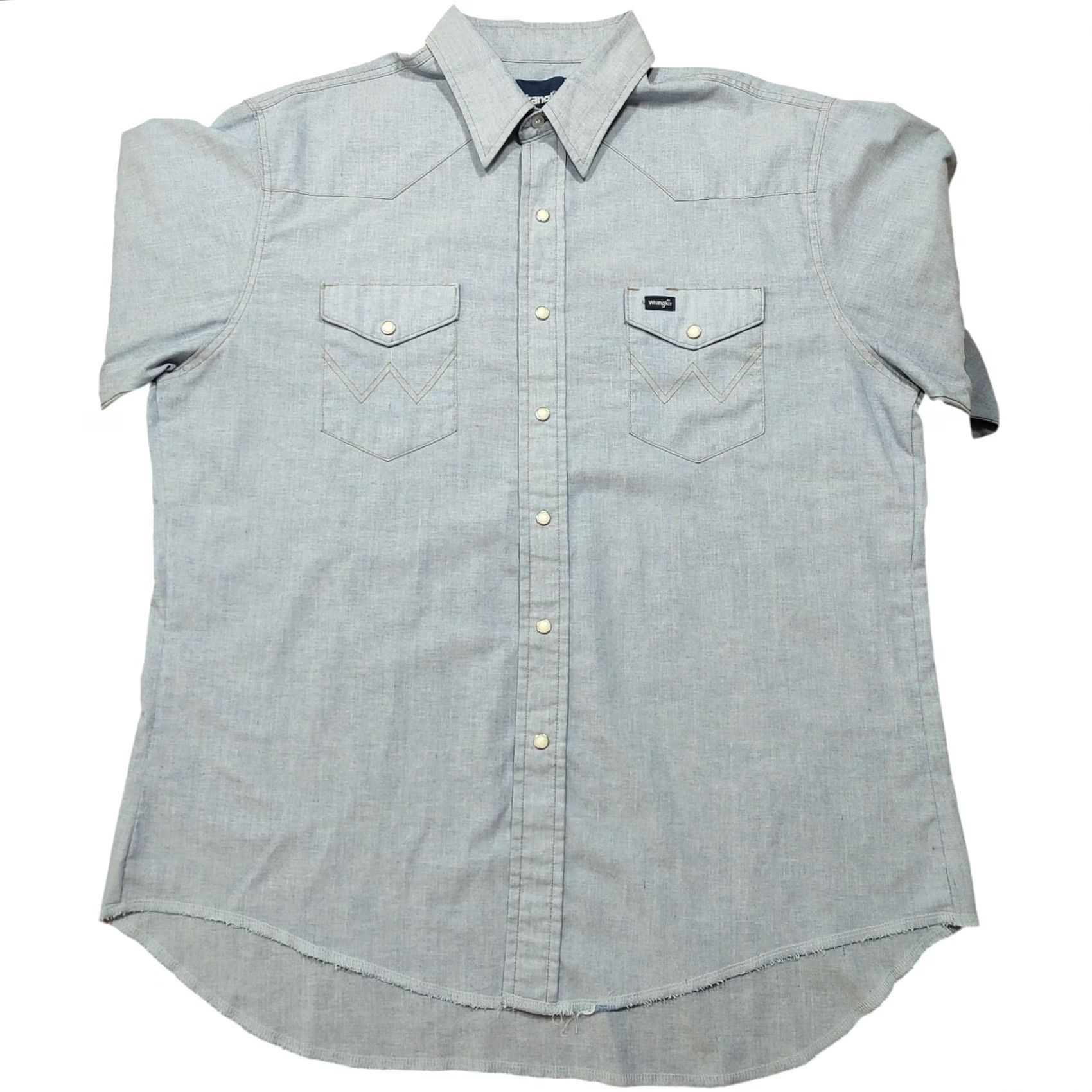 Wrangler VINTAGE Wrangler Chambray Western Shirt Mens 17.5 X 35 Pearl Snap American Flag USA Size US XXL / EU 58 / 5 - 2 Thumbnail