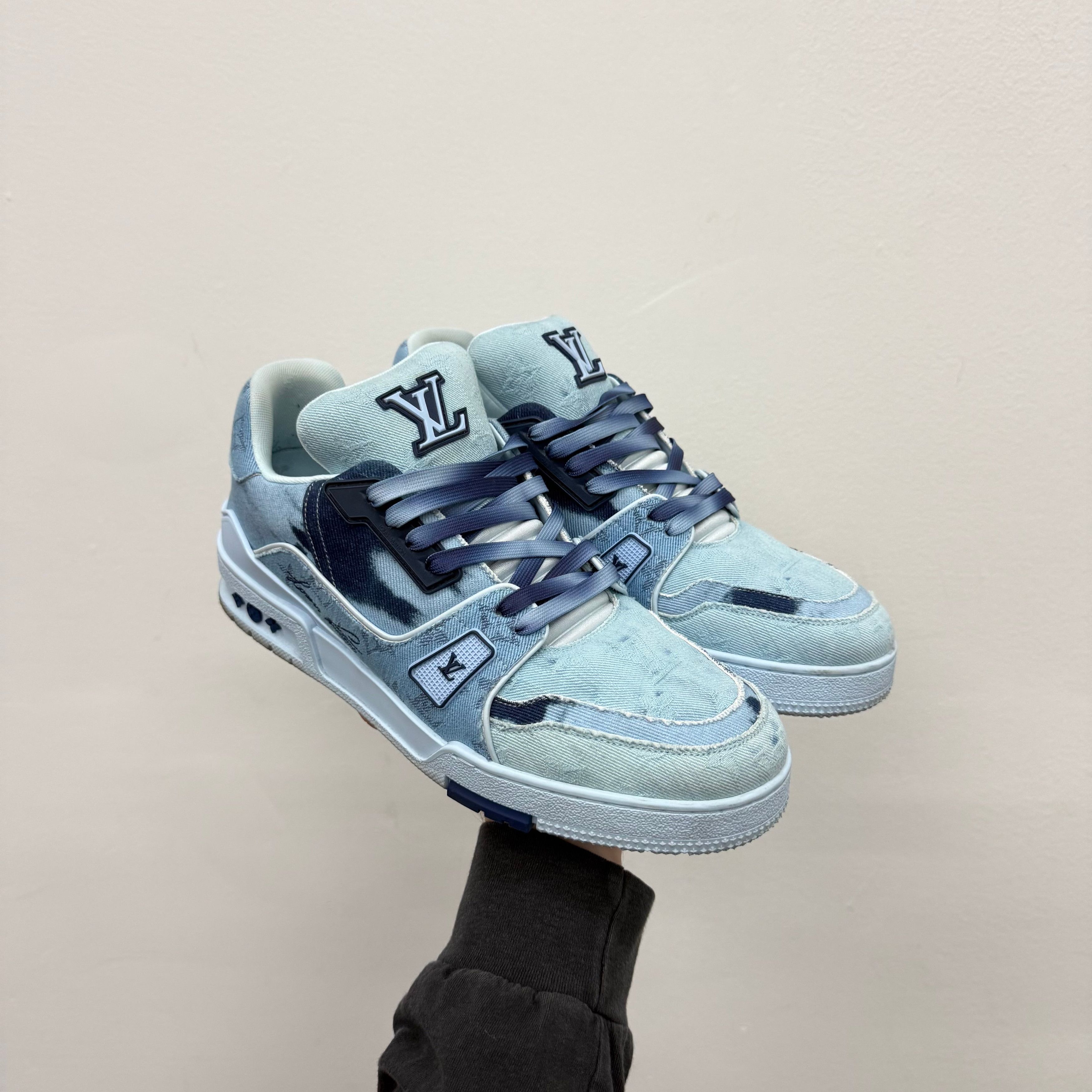Louis Vuitton Trainer Sneakers Blue Canvas - LV 9.5