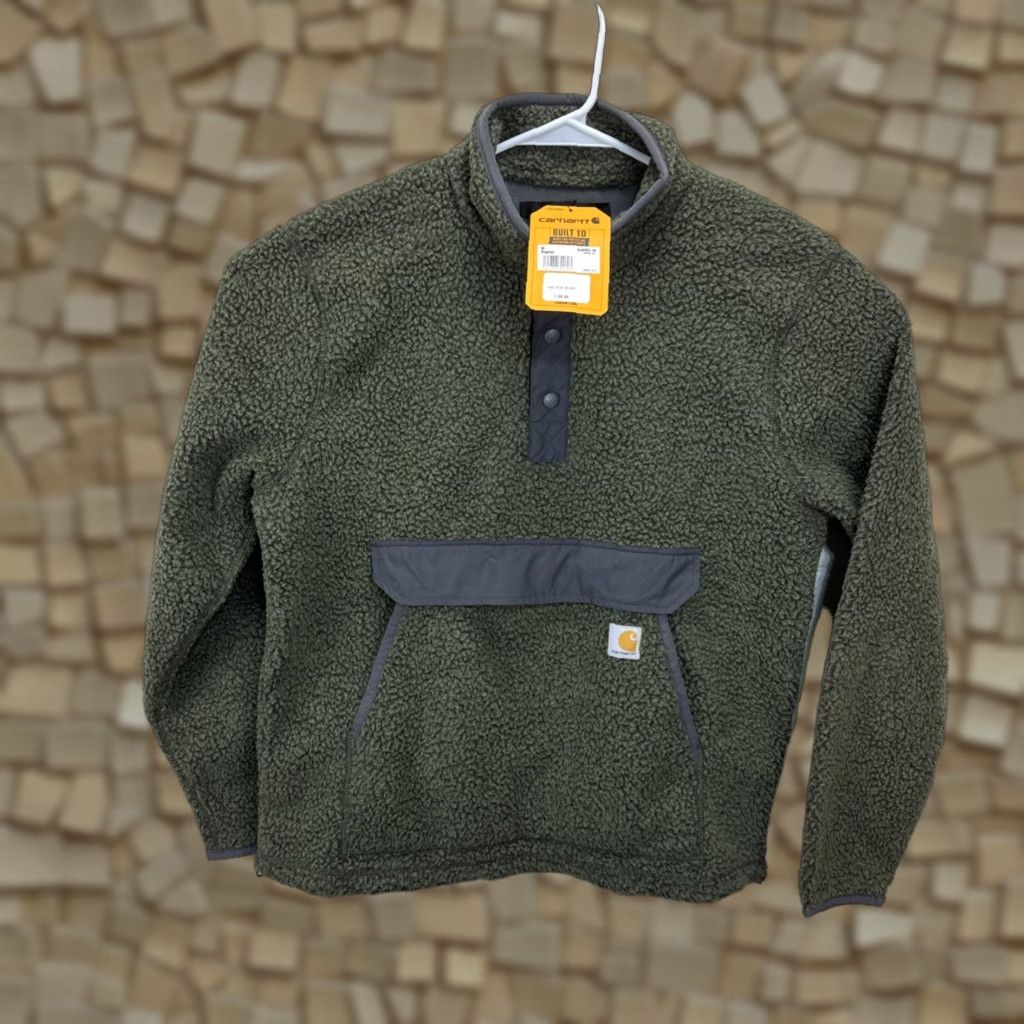 Carhartt Carhartt Men’s Relaxed Fit Fleece Pullover Sweater 0J4991 Green M Medium Sweatshirt Pullover Outdoor Hiking Winter Fall Spring Mens Green Size US M / EU 48-50 / 2 - 1 Thumbnail