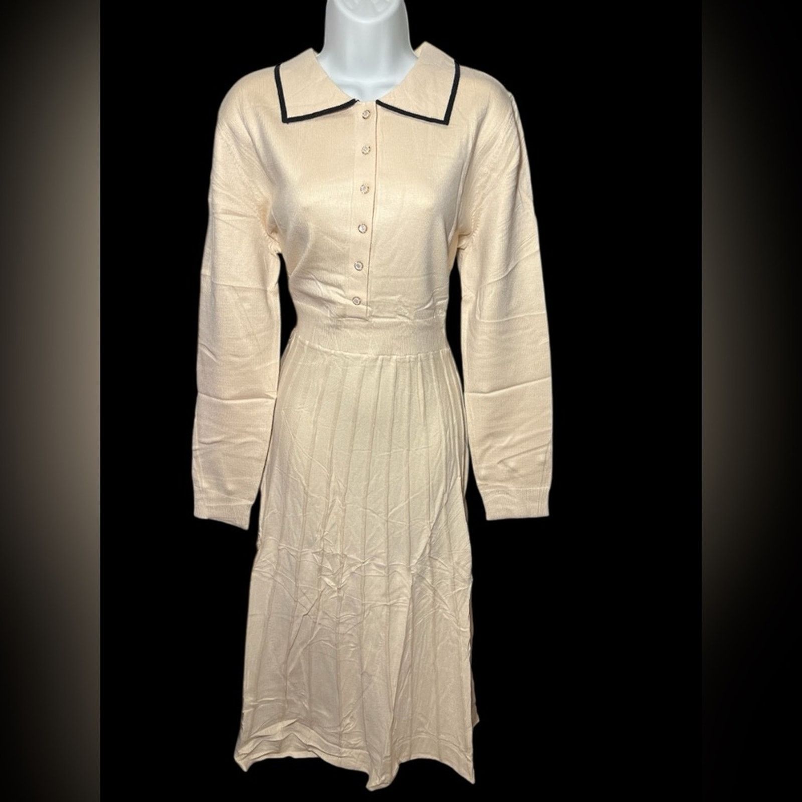 & Other Stories MIROL Women’s Pleated Contrast Sweater Dress –XL Size XL / US 12-14 / IT 48-50 - 3 Thumbnail