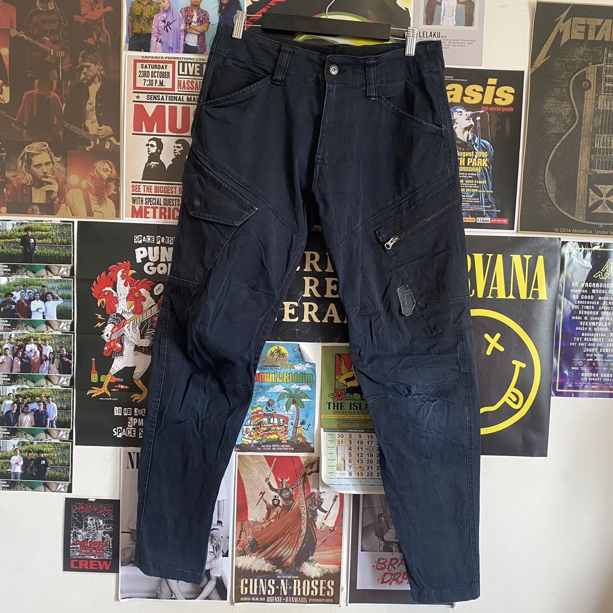 image of Vintage Genba Xebec Multipocket Tactical Cargo Pants in Dark Blue, Men's (Size 34)