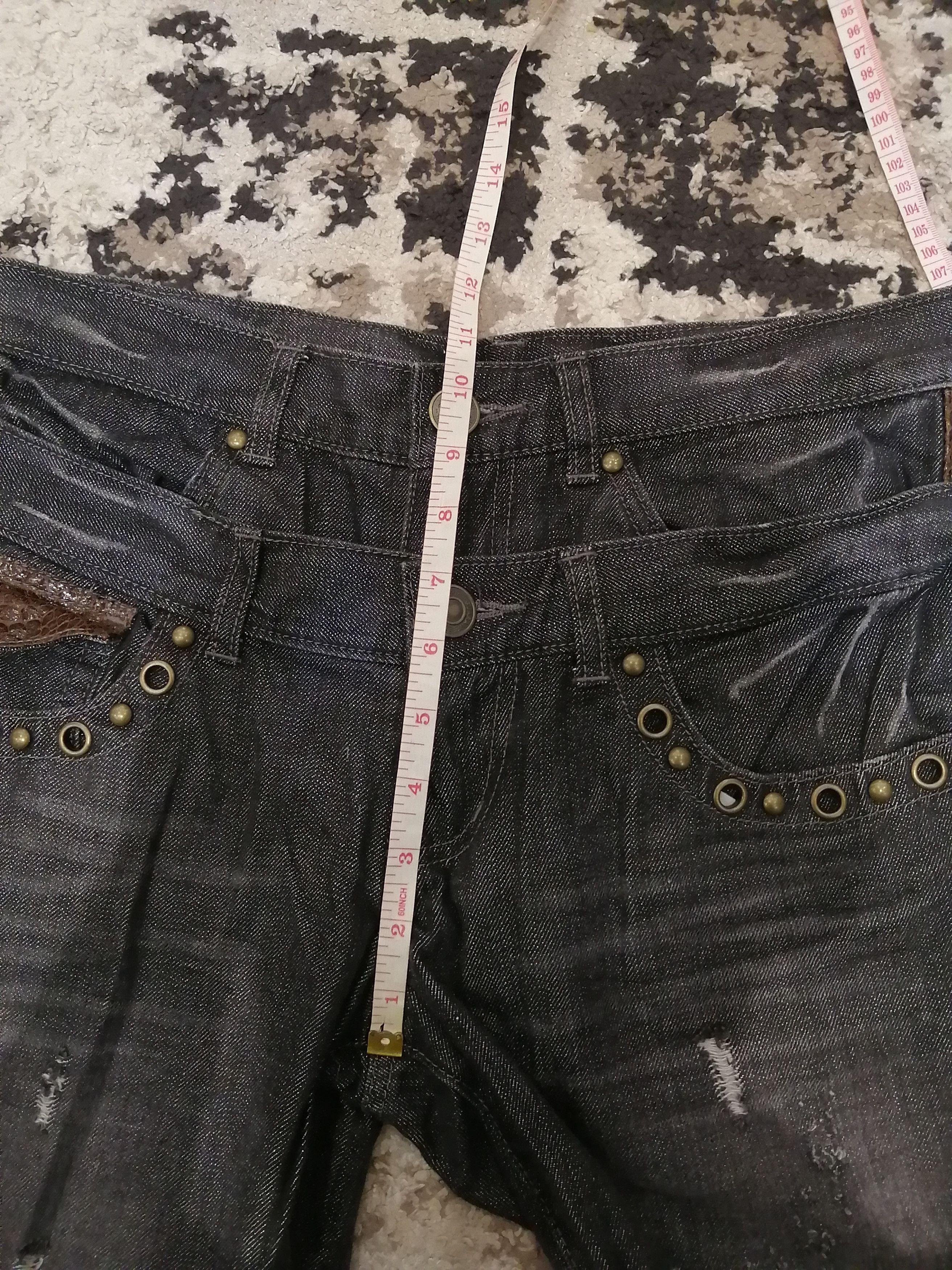 If Six Was Nine Japanese Brand Mix Leather Double Waist Jeans Size US 32 / EU 48 - 17 Thumbnail