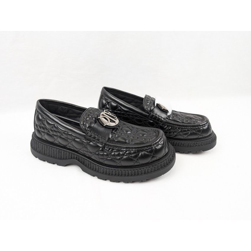 Dior o1rshd1 Buffalo Loafers Cannage Leather in Black Size US 11 / EU 44 - 13 Thumbnail