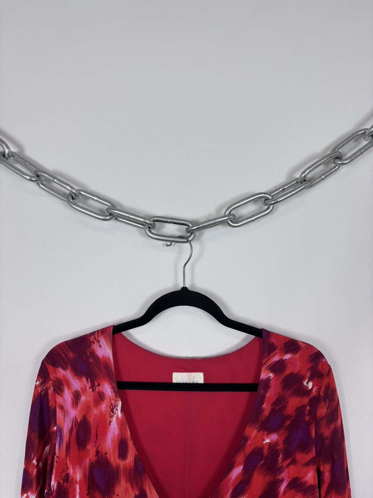 Iceberg Iceberg Women’s Red Abstract Animal Print V-Neck Dress Size L / US 10 / IT 46 - 4 Thumbnail