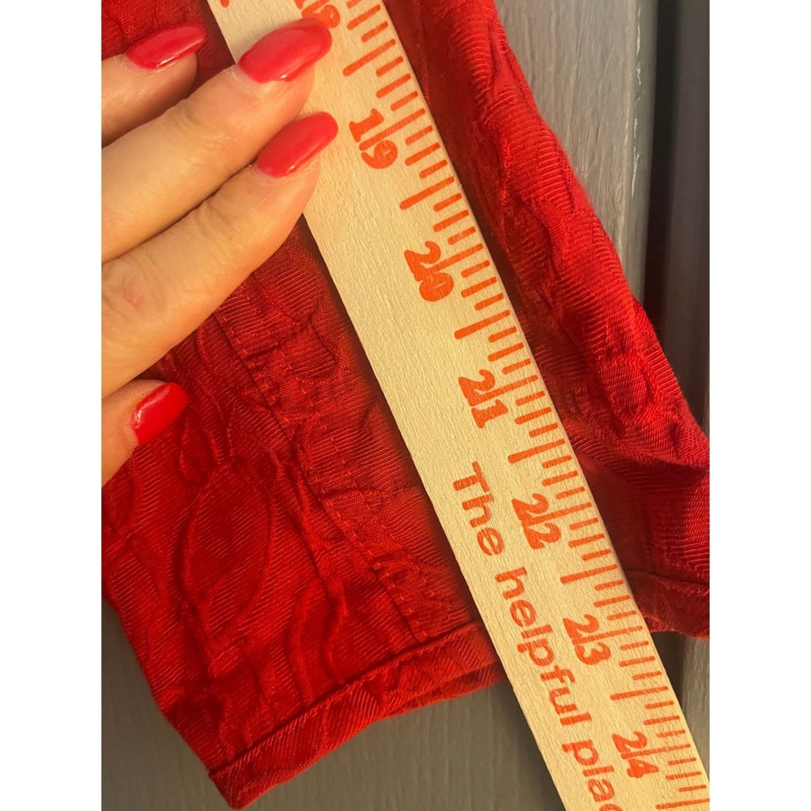 Chicos Chico's Red Textured Mandarin Jacket Sz 1 M Crinkle Cloque Size M / US 6-8 / IT 42-44 - 6 Thumbnail