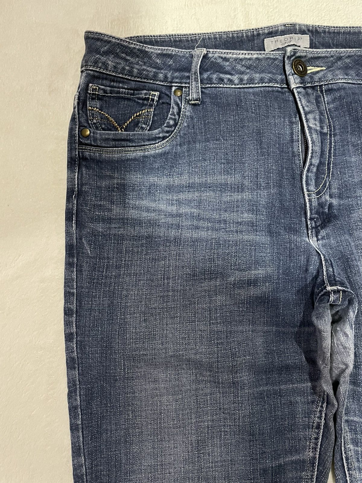 Japanese Brand Vintage Theoria Boot Cut Mudwash Distress Denim Jeans Size US 35 - 5 Thumbnail