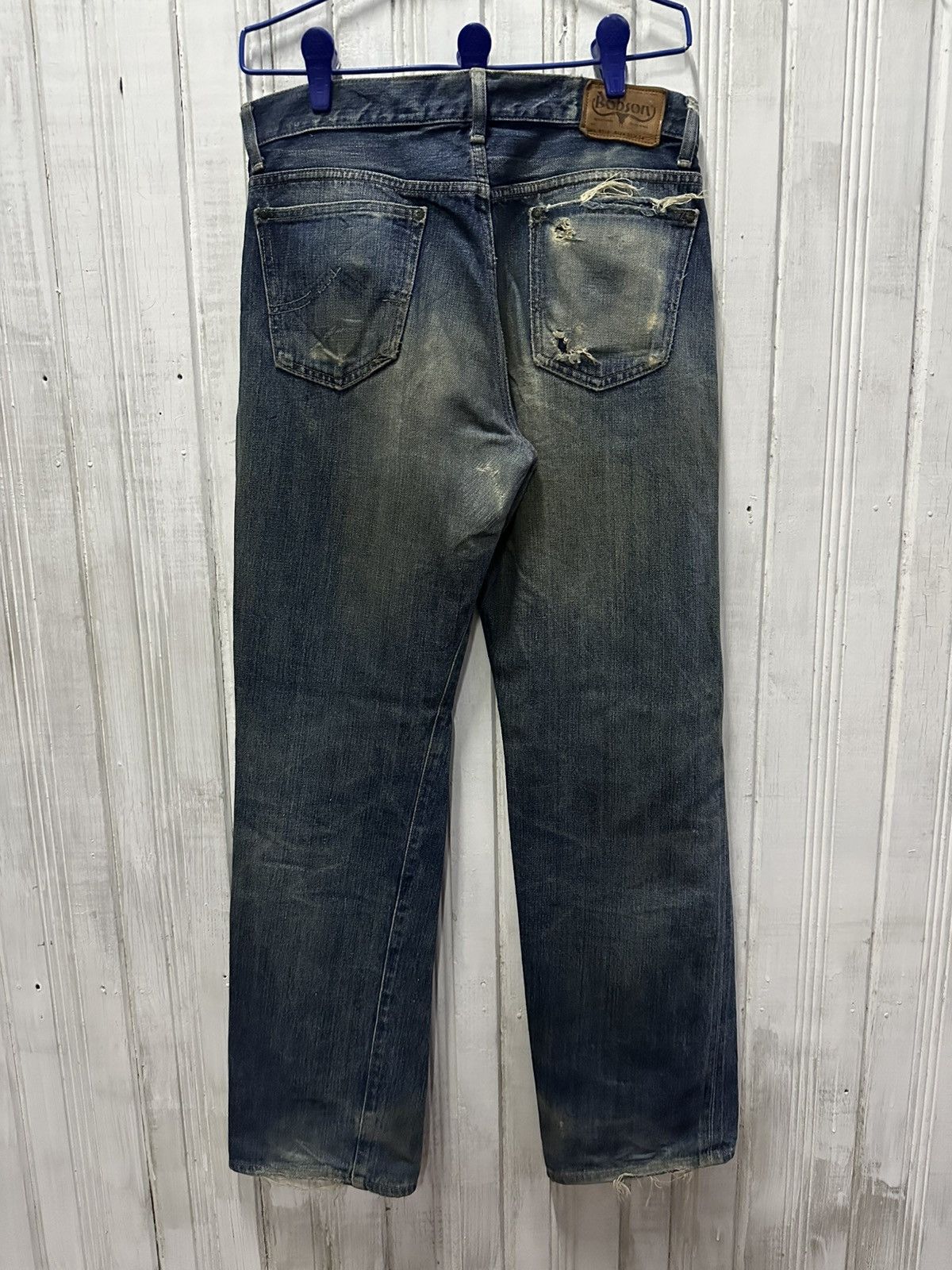 Vintage Vintage BOBSON Jeans Selvedge Mudwash Distressed Denim Pants Size US 30 / EU 46 - 13 Thumbnail