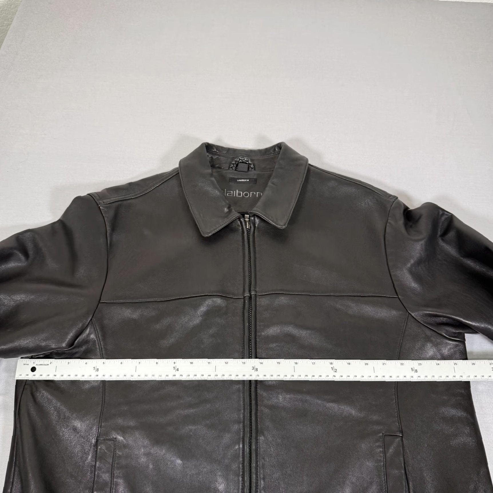 Liz Claiborne VINTAGE Claiborne Jacket Mens XL Black Lambskin Leather Zip Up Lined Pockets Collared Size US XL / EU 56 / 4 - 3 Thumbnail