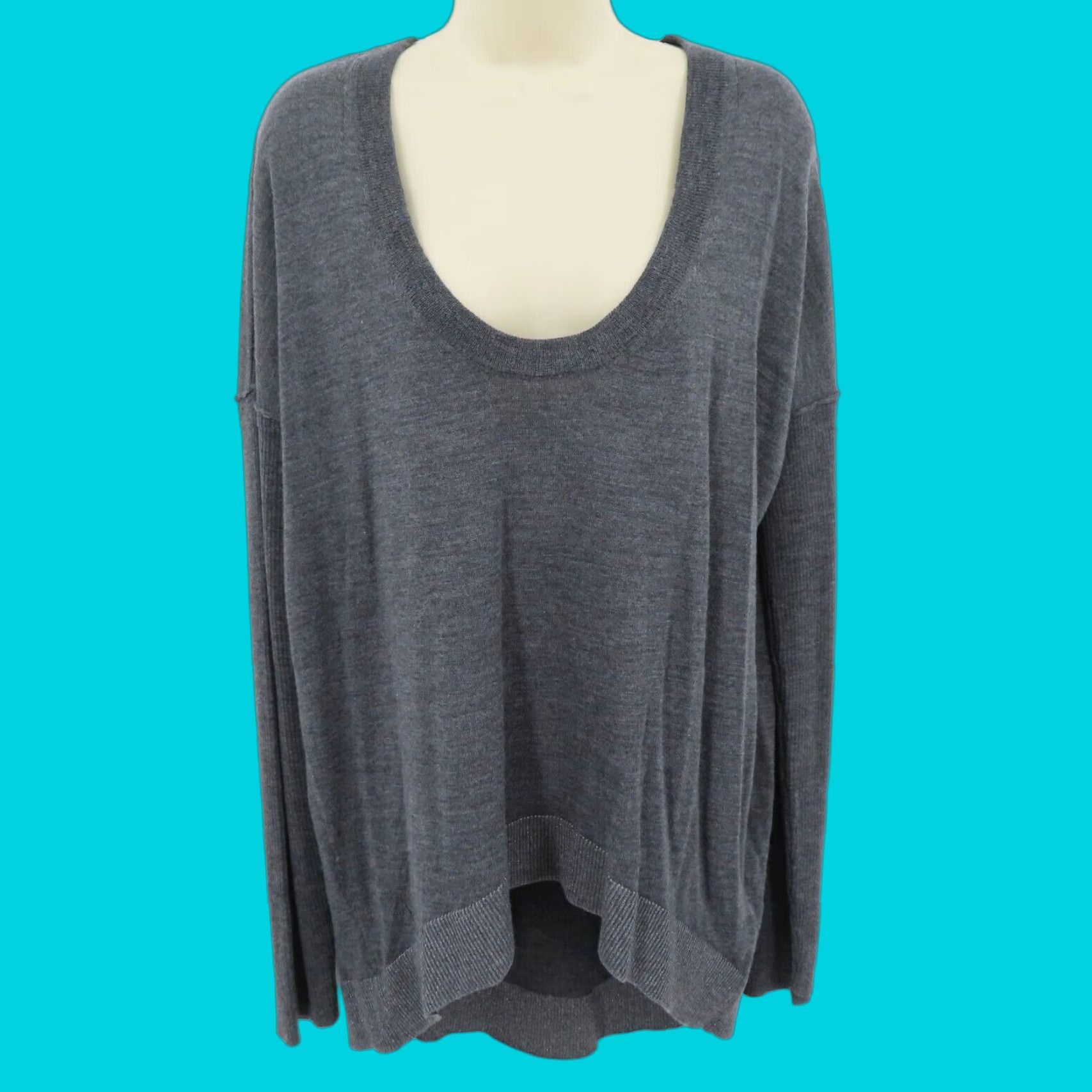 Zadig & Voltaire Zadig & Voltaire Women L Large PREPPY Merino Wool Blue Gray Scoop Neck Sweater Size L / US 10 / IT 46 - 1 Thumbnail