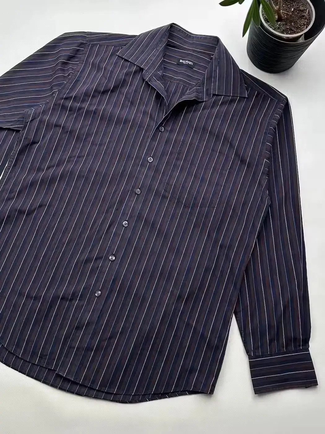 Balmain Balmain Striped Vintage Shirt Long Sleeve (545) Size US XL / EU 56 / 4 - 3 Thumbnail