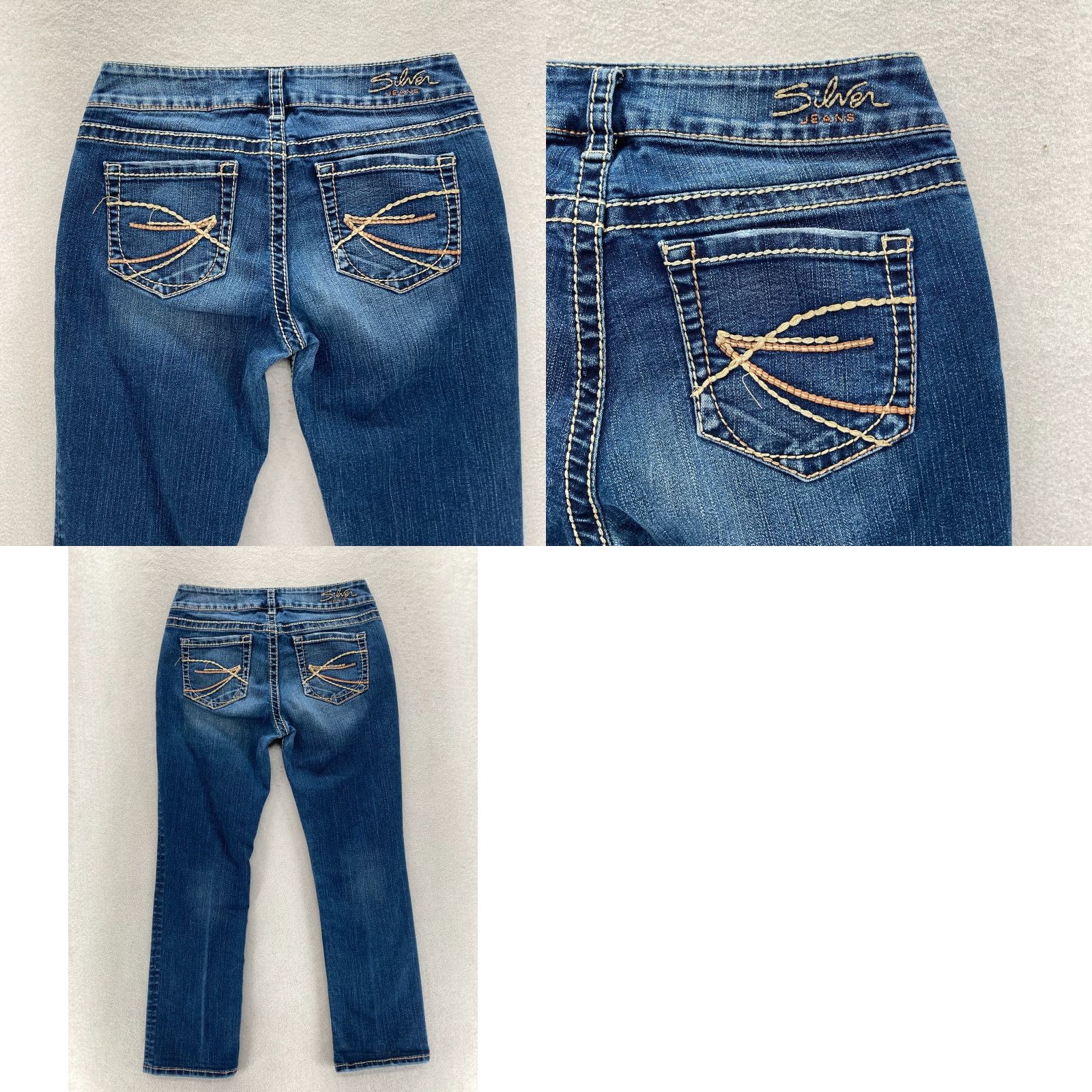 Silver Jeans Co. Silver Jeans Suki Capri Women's 29 Dark Wash Blue Stretch Denim Grunge Cowgirl Jeans Size 29" - 9 Thumbnail