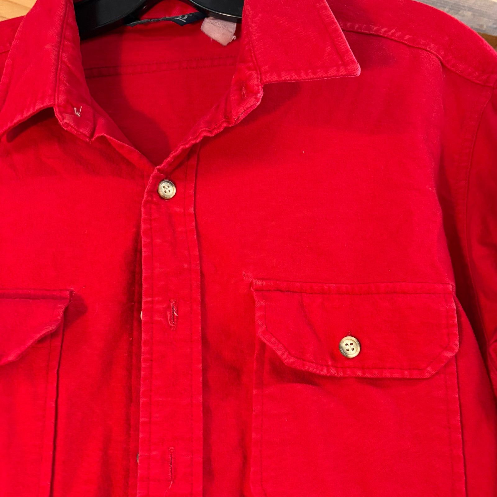 Lands' End × Vintage Lands End Vintage 80s Red Flannel Long Sleeve Button Up Size US XL / EU 56 / 4 - 2 Thumbnail