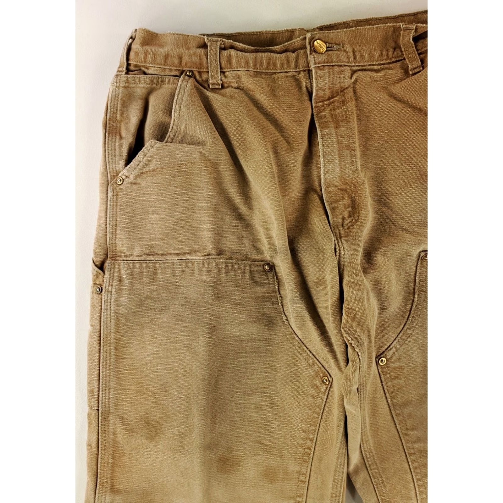 Carhartt VINTAGE Carhartt Pants Carpenter Mens 36x32 Brown Distressed 80s 90s Double Knee Brown Size US 36 / EU 52 - 5 Thumbnail
