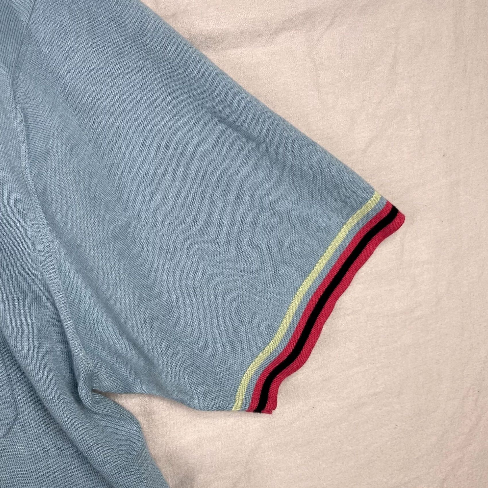 Vintage VINTAGE Eric Bompard Polo Shirt Mens XL Light Blue Cashmere Cotton Blend Striped Cuffs Size US XL / EU 56 / 4 - 4 Thumbnail