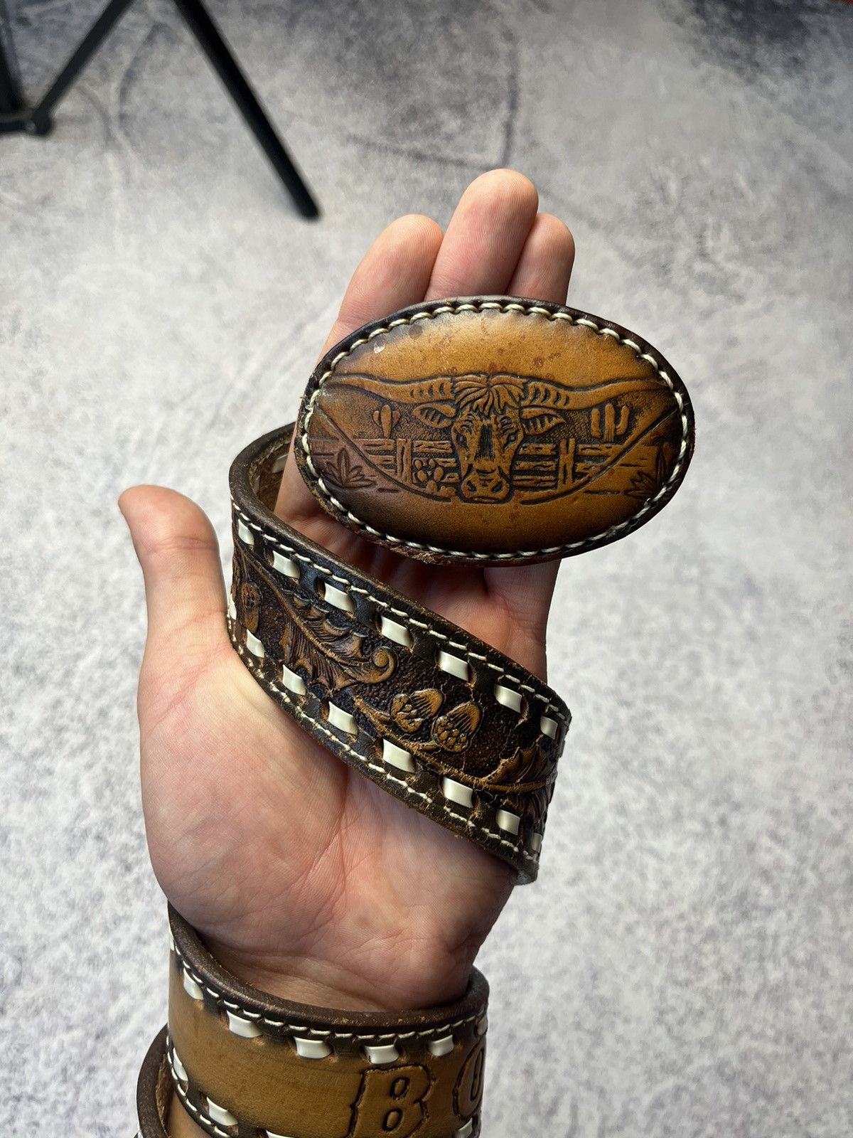 Leather Men’s Vintage Leather Belt Y2K Size ONE SIZE - 2 Thumbnail