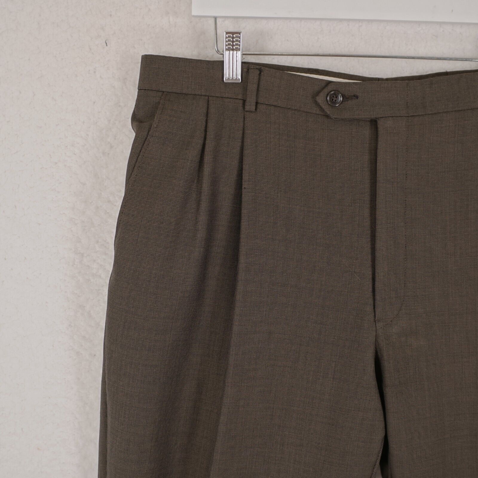 Hart Schaffner Marx Hart Schaffner Marx Wool Brown Nailshead High Rise Pleated D Size 38R - 2 Thumbnail