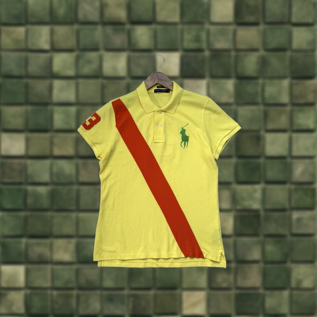 Ralph Lauren Ralph Lauren Polo Shirt Women's L Yellow 90s Y2K Big Pony Beaded Short Sleeve Collared Vintage Polo Ralph Lauren Big Pony Shirt Size L / US 10 / IT 46 - 1 Thumbnail
