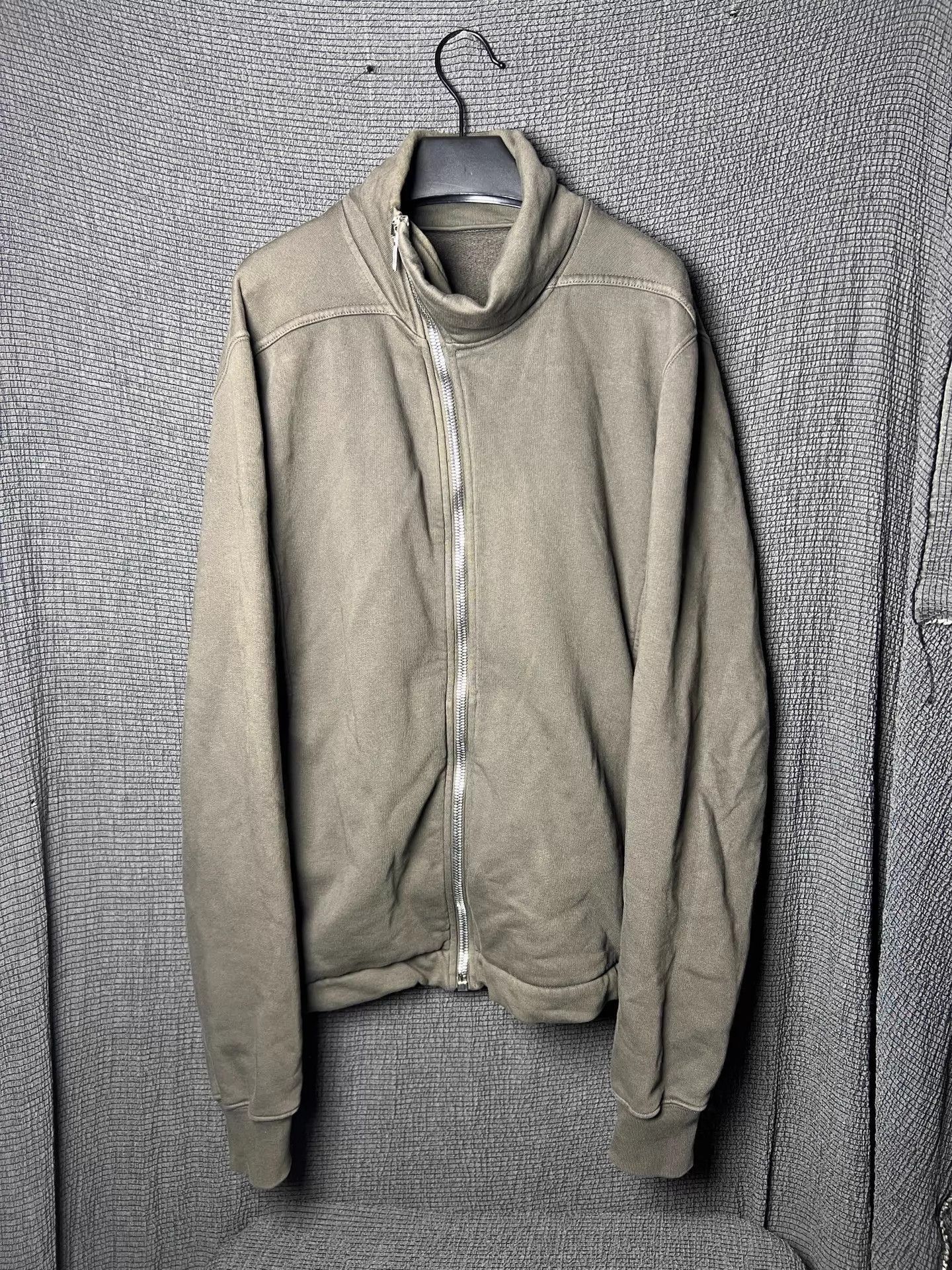 Rick Owens Gray Zip-Up High Collar Sweatshirt Size US S / EU 44-46 / 1 - 1 Thumbnail