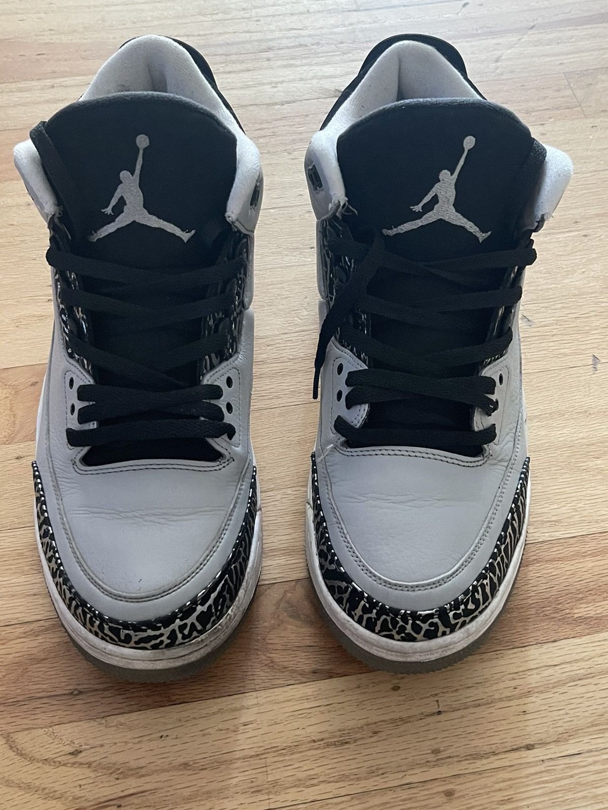image of Air Jordan 3 Retro ‘Wolf Grey’ Shoes in Black, Men's (Size 13)