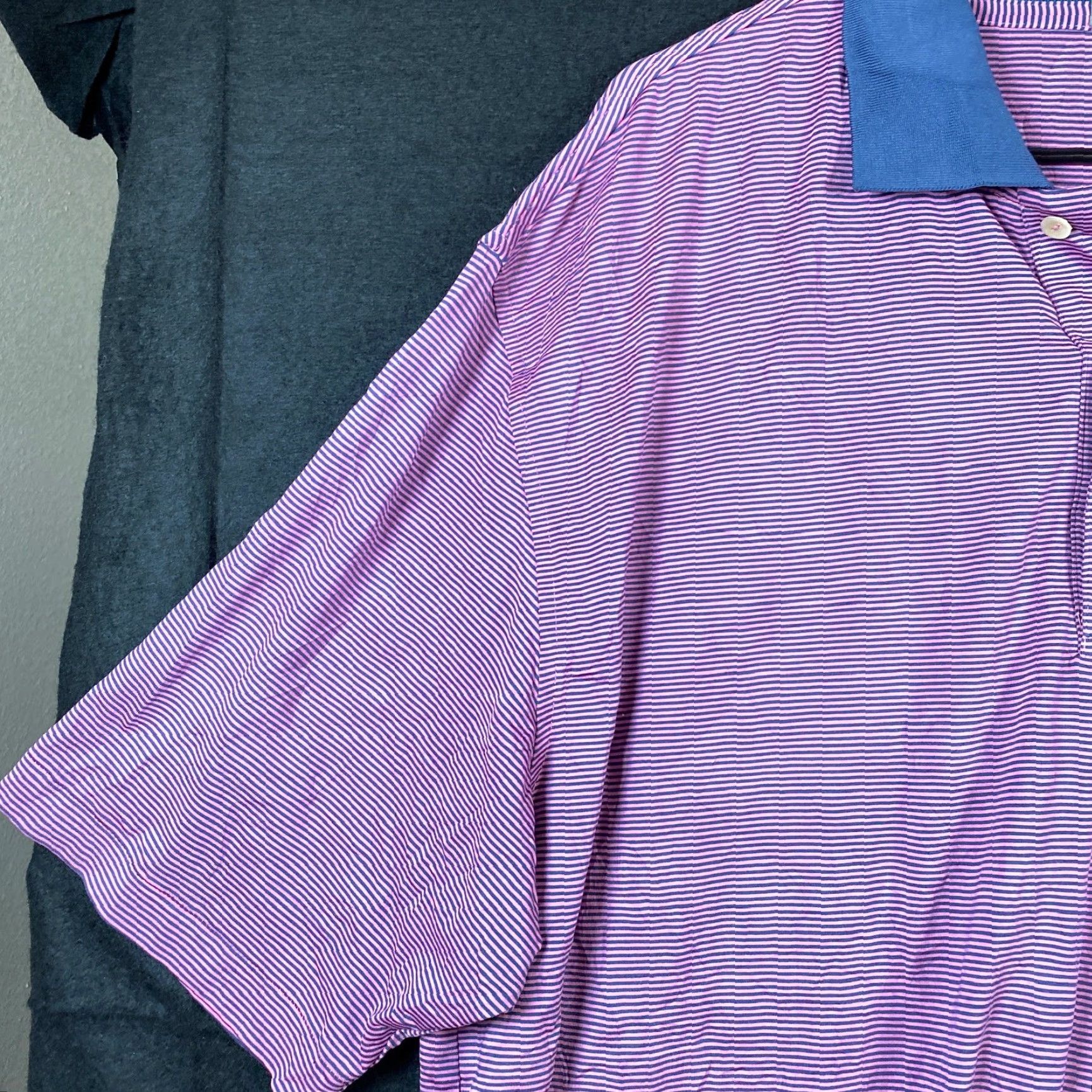 Peter Millar Peter Millar Mens Polo Shirt Purple Blue Stripe Summer Comfort Stretch XL Shirt Size US XL / EU 56 / 4 - 3 Thumbnail