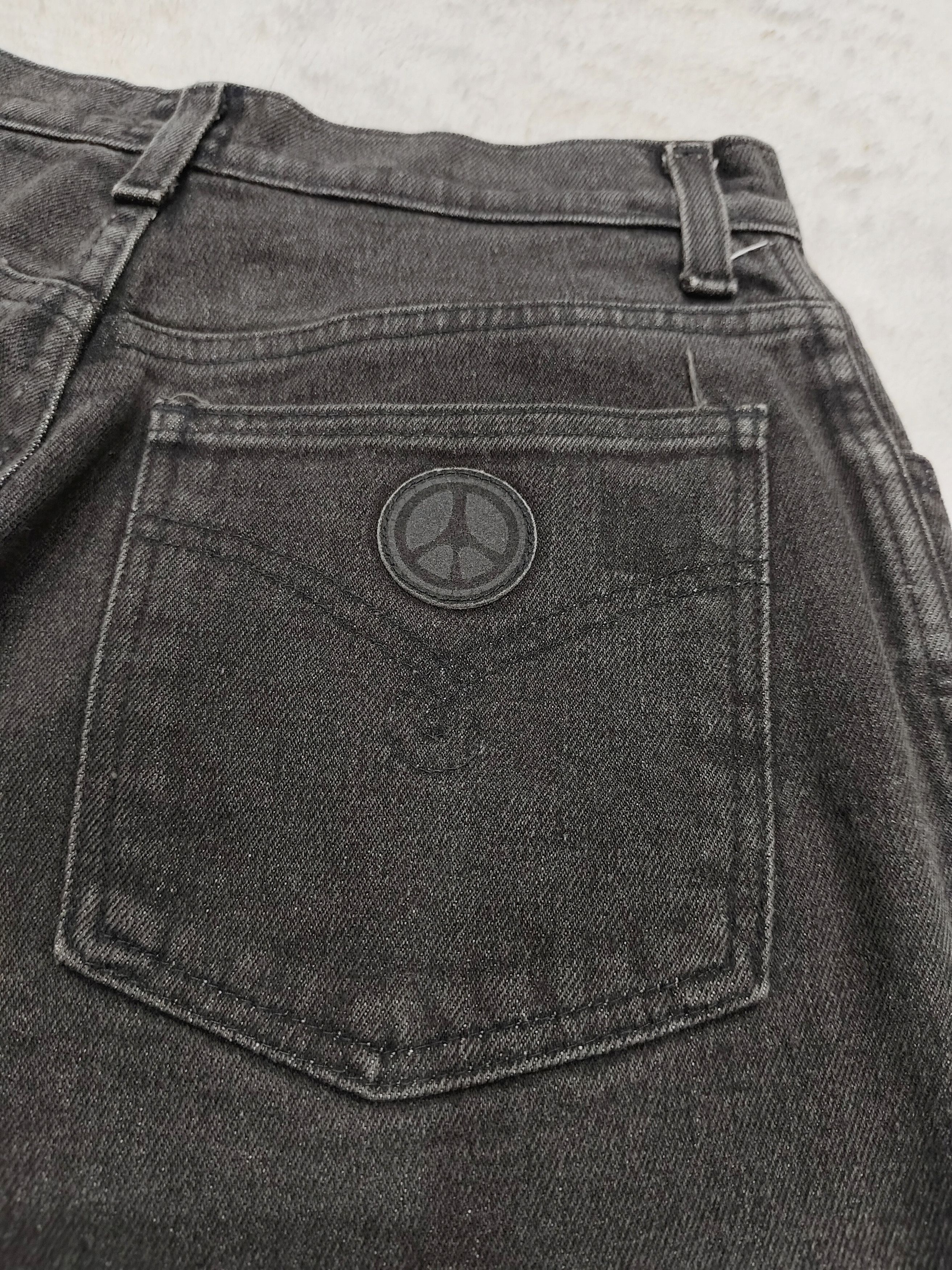 Moschino 90s Moschino- Peace Logo Y2K Archive High Waist Washed Jeans Size 29" - 3 Thumbnail